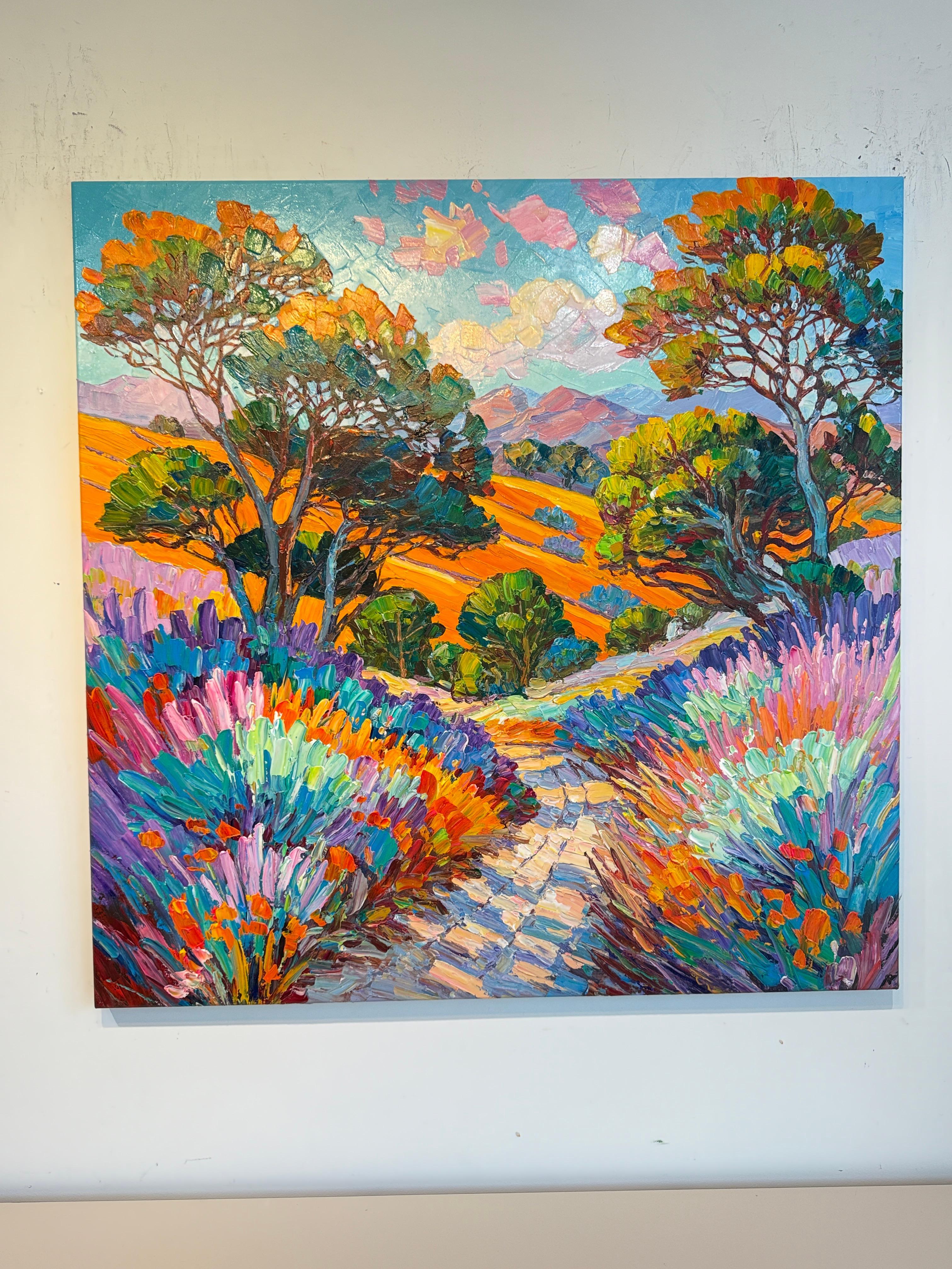 Walking the path with you side by side by K.Husslein Impasto Forest Oil Painting For Sale 5