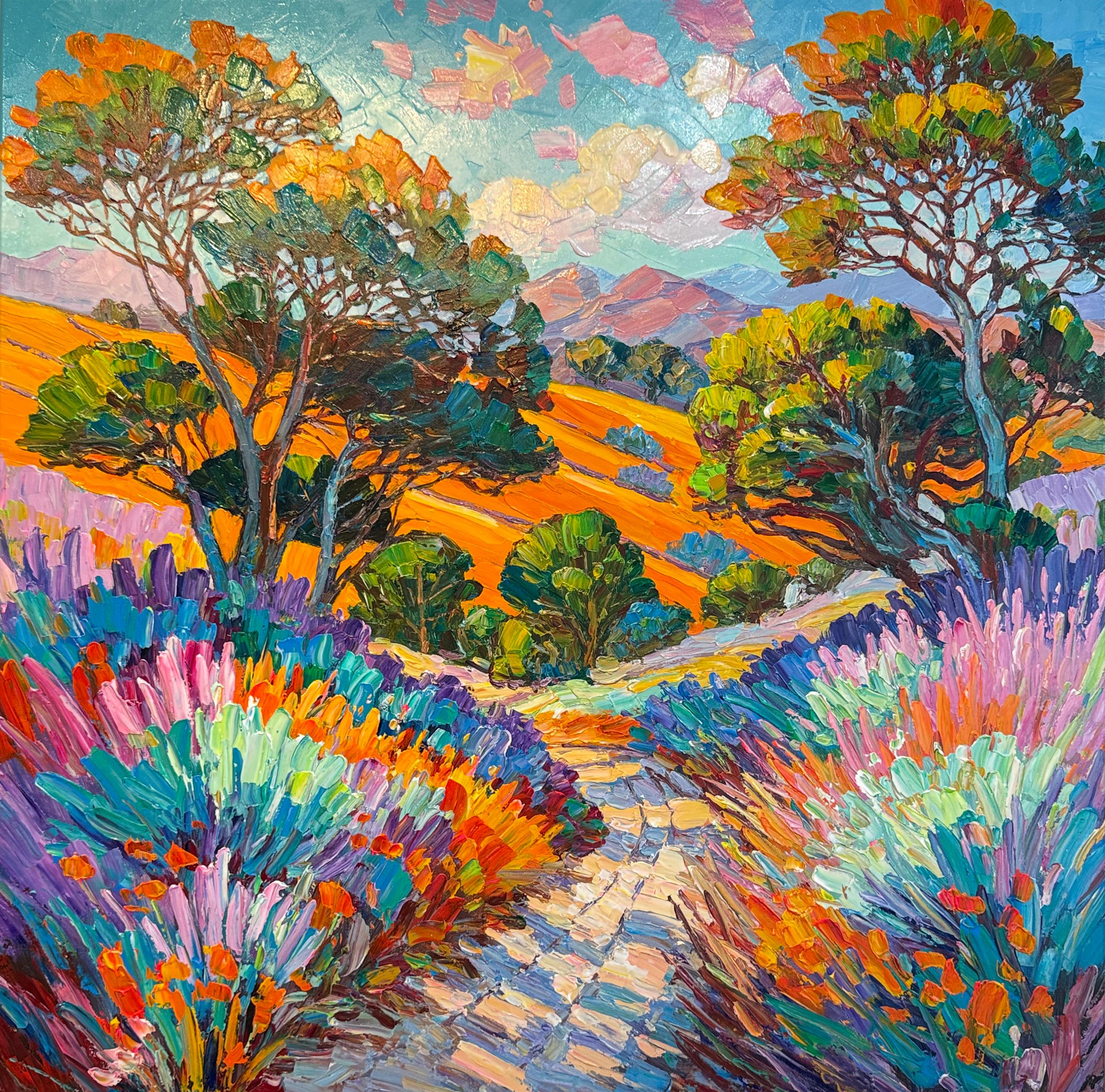 Recorriendo el camino contigo al lado de K.Husslein Pintura al óleo Bosque Impasto