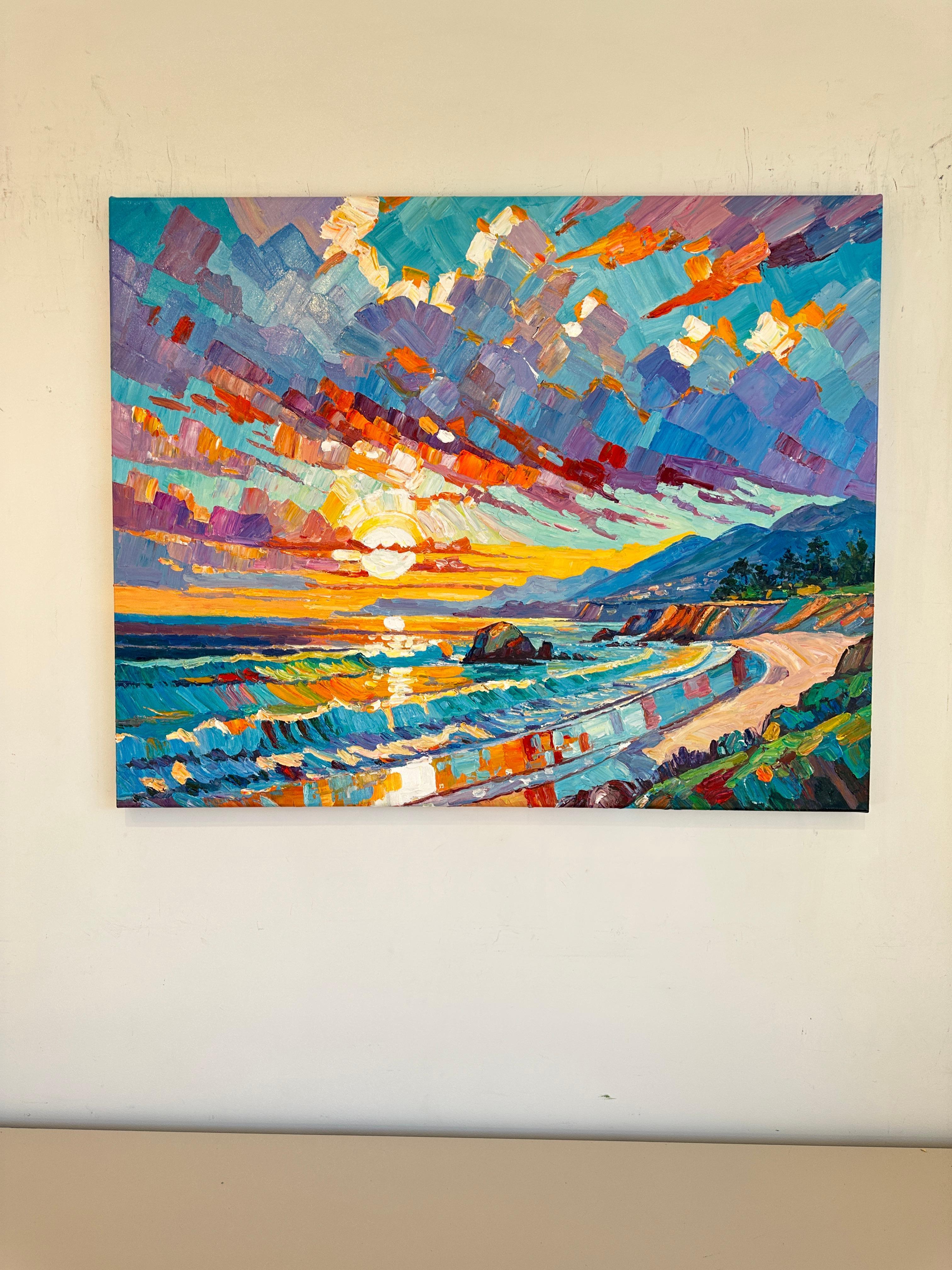 Watching the Sun go down with You von K.Husslein Impasto-Gemälde – Painting von Katharina Husslein