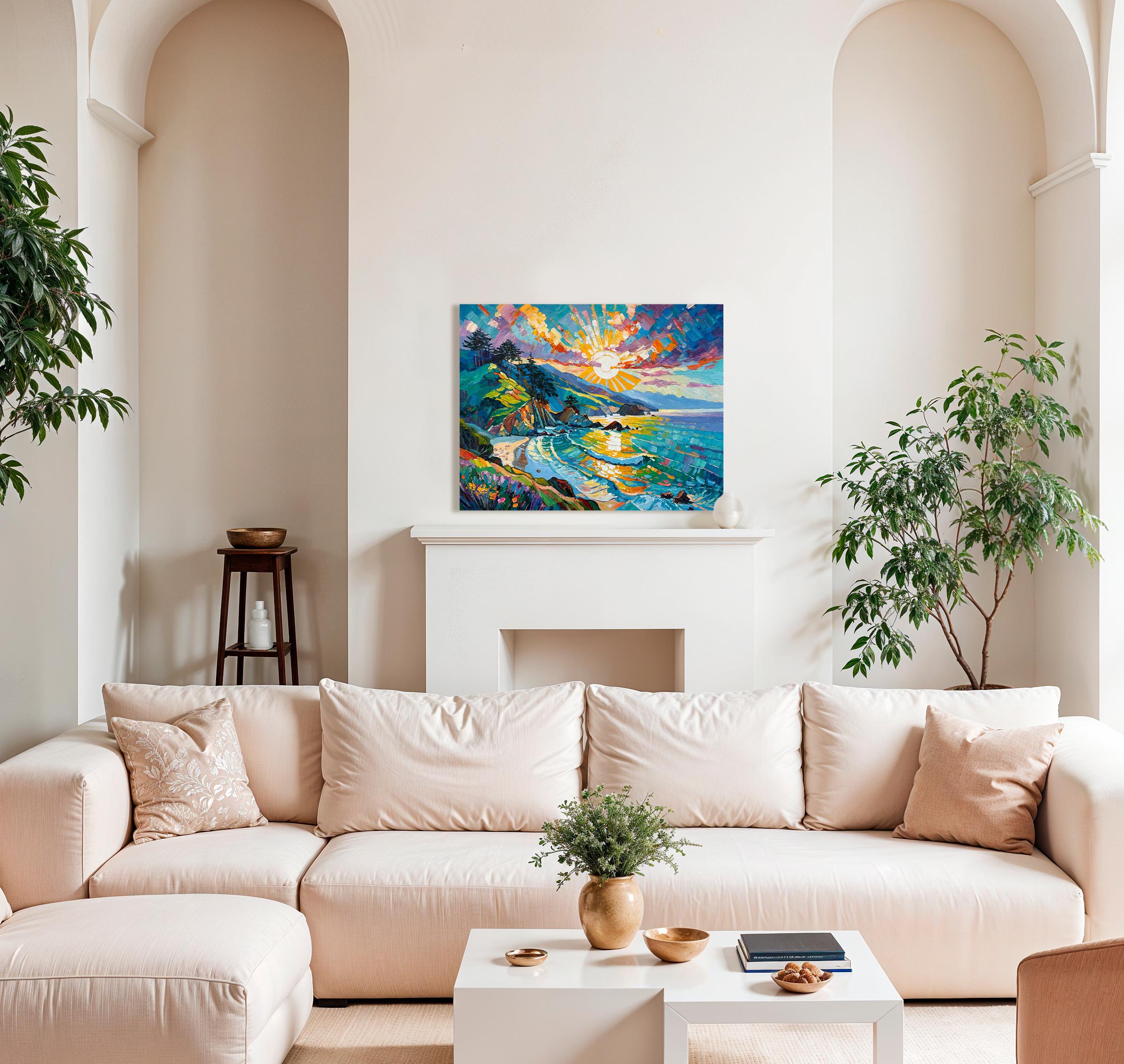 Guardare il sole tramontare con te di K.Husslein Pittura ad Impasto - Landscape Painting Blu di Katharina Husslein