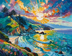 Watching the Sun go down with You by K.Husslein Impasto Painting