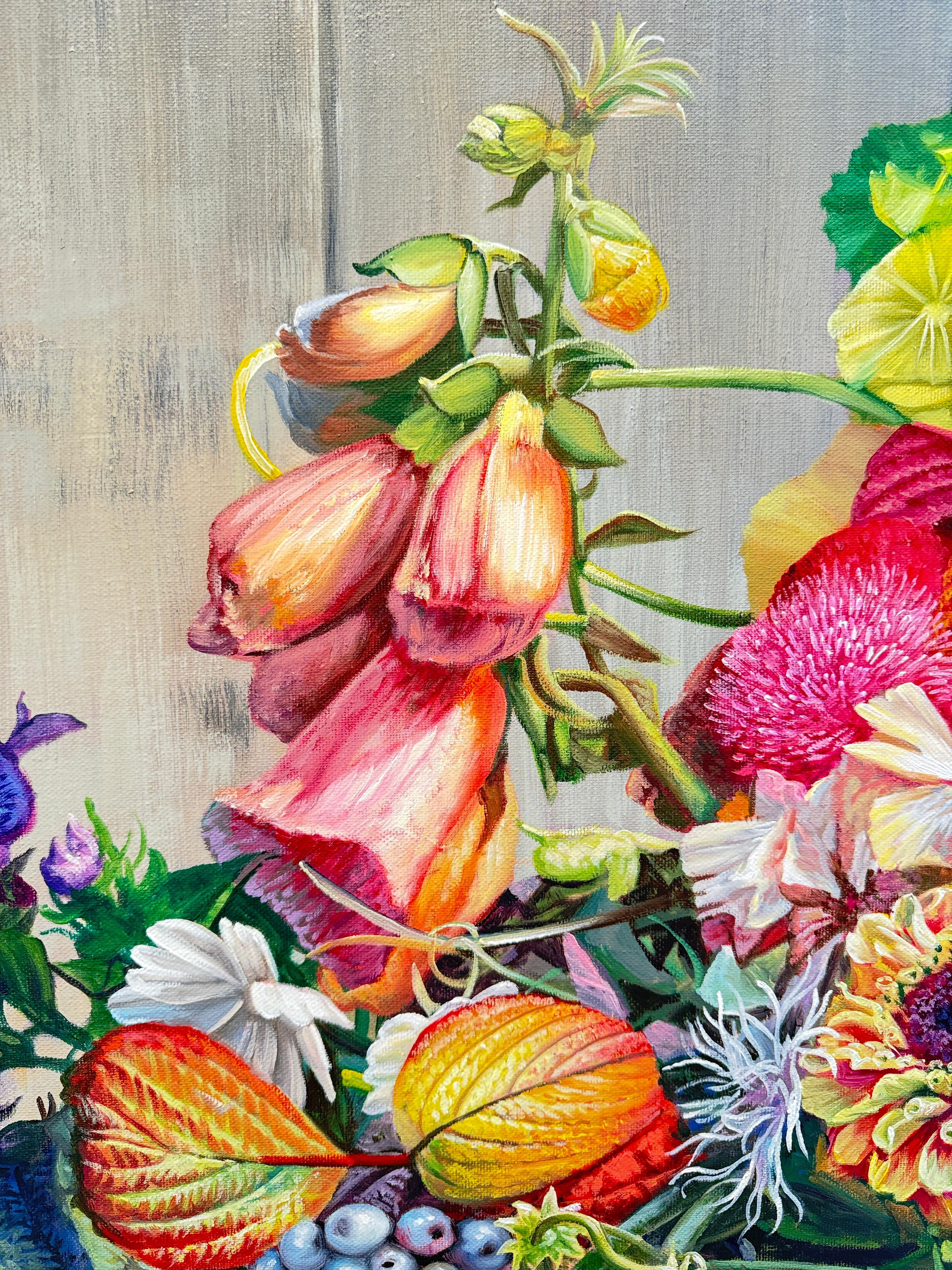 Wir werden zusammen gezogen wie das Licht zum Morgen - KHusslein Blumenstillleben im Angebot 16