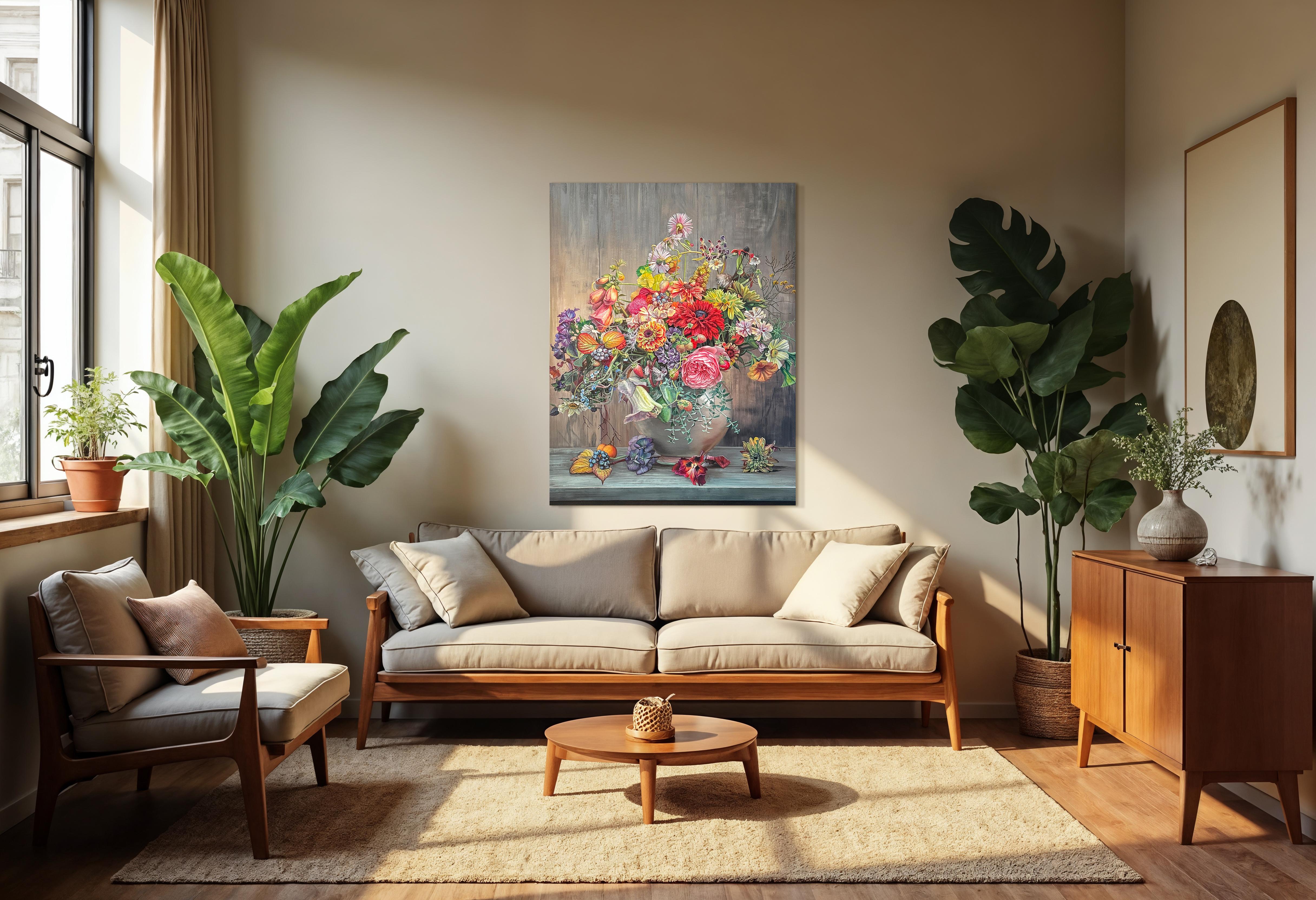 Wir werden zusammen gezogen wie das Licht zum Morgen - KHusslein Blumenstillleben (Abstrakt), Painting, von Katharina Husslein
