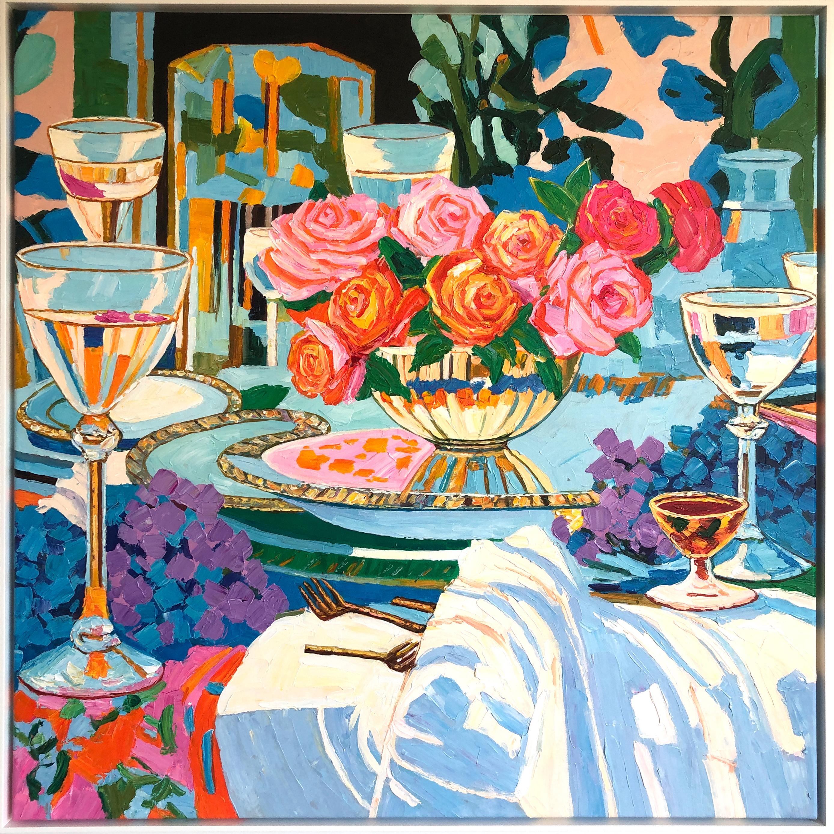 What my Lips have tasted by K.Husslein Impasto Dinner Food Table Painting