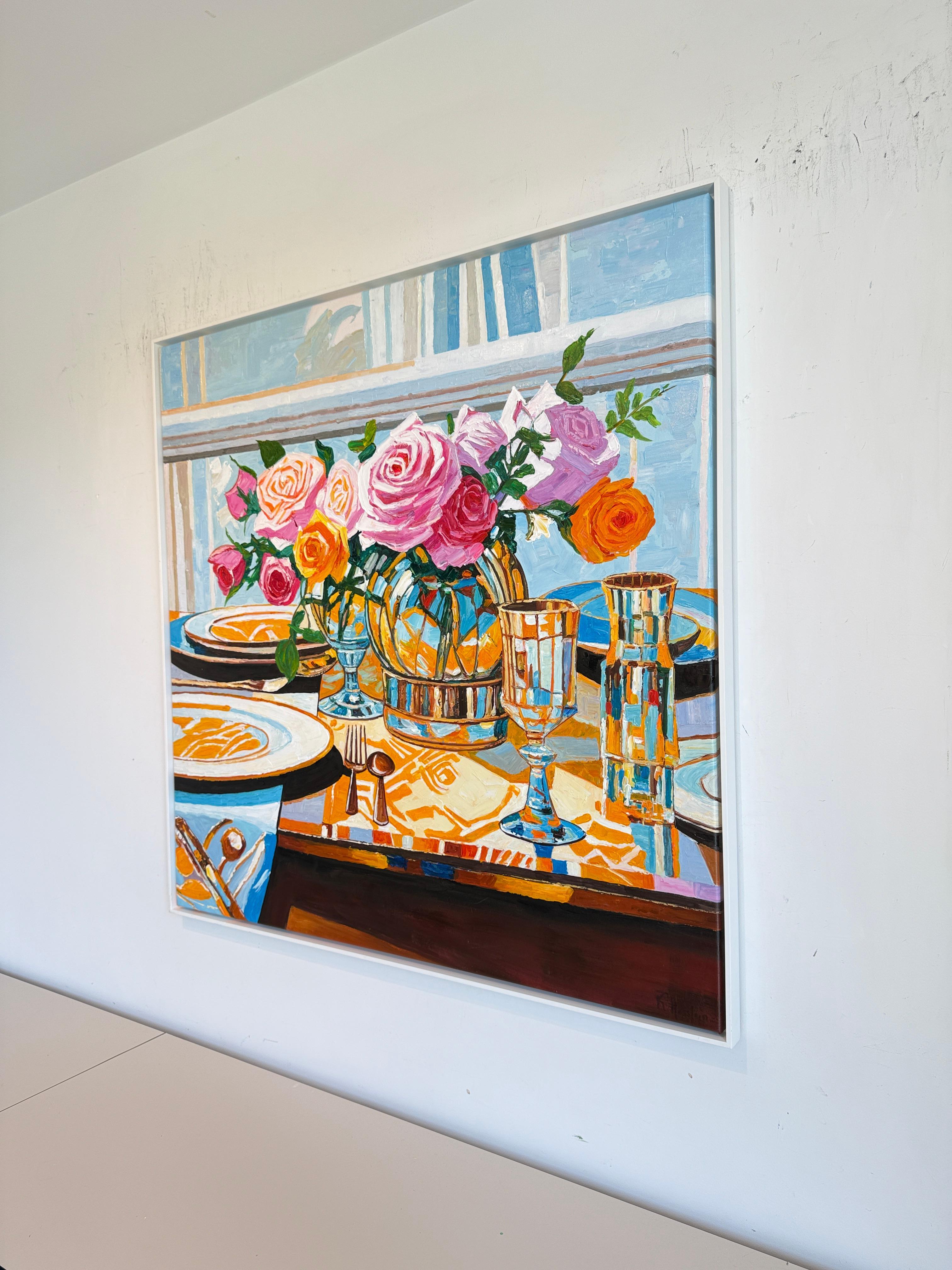 Lo que han probado mis labios - K.Husslein Pintura de mesa con flores al Impasto en venta 9
