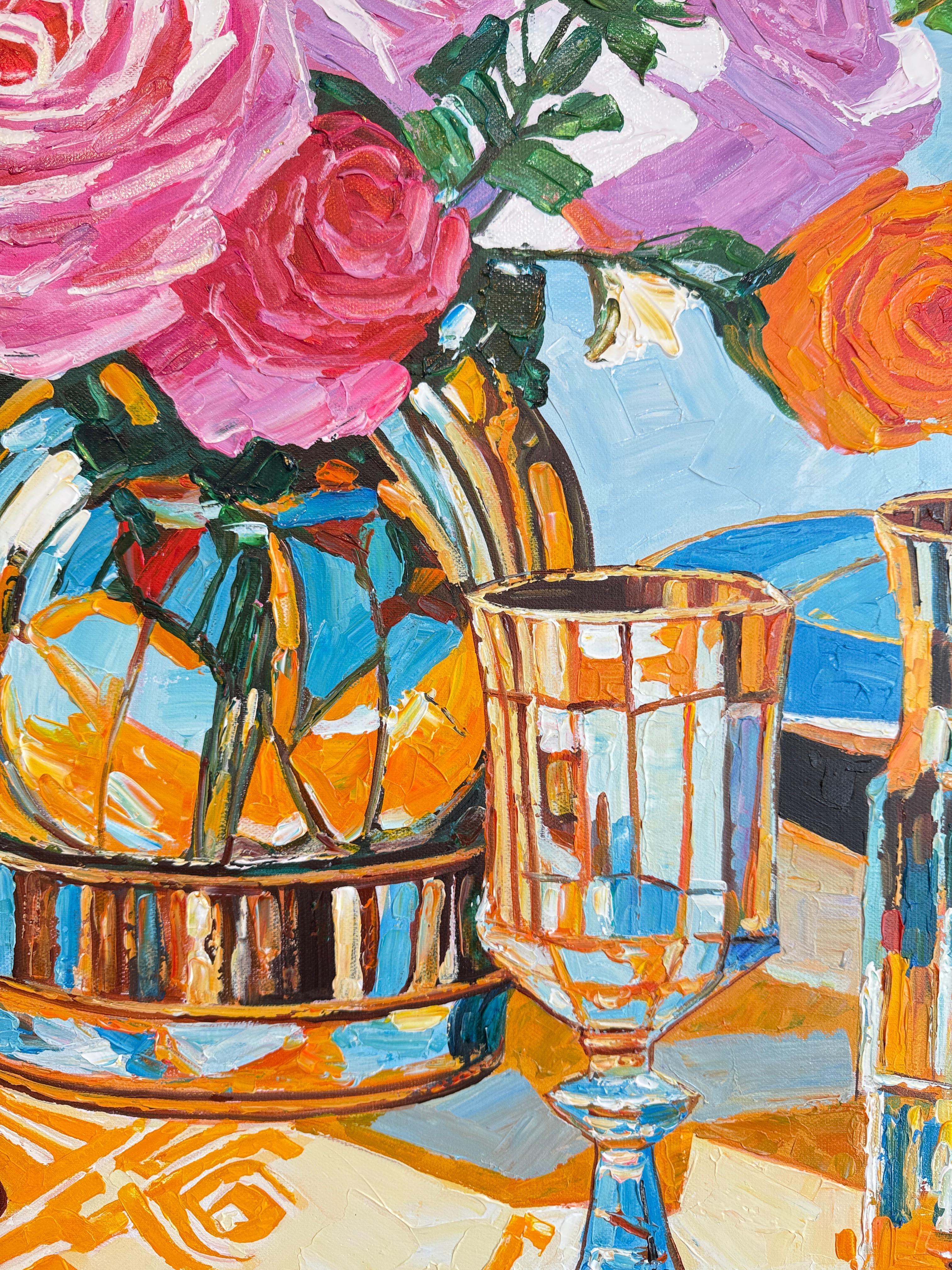 Lo que han probado mis labios - K.Husslein Pintura de mesa con flores al Impasto en venta 10