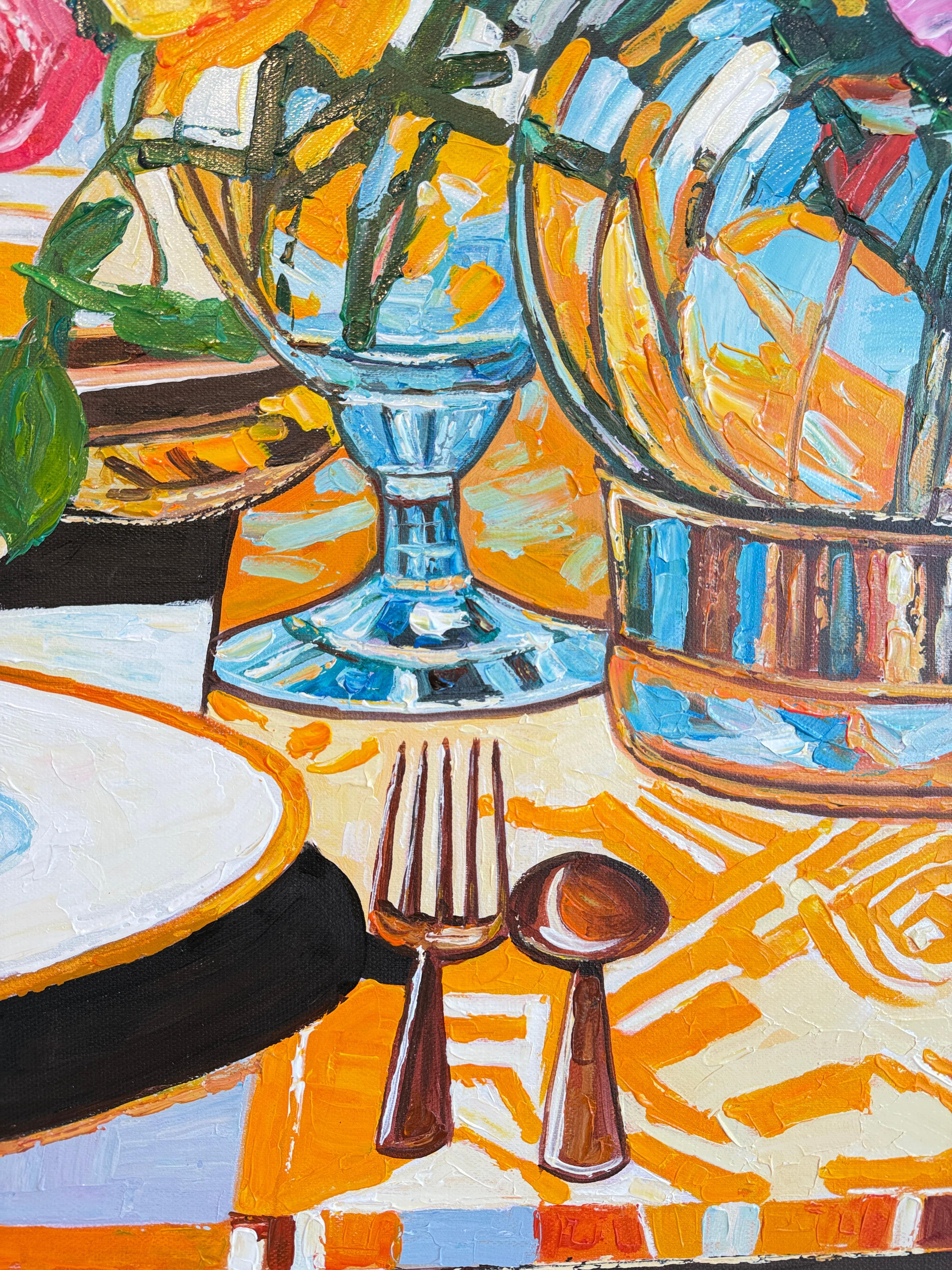 Lo que han probado mis labios - K.Husslein Pintura de mesa con flores al Impasto en venta 13