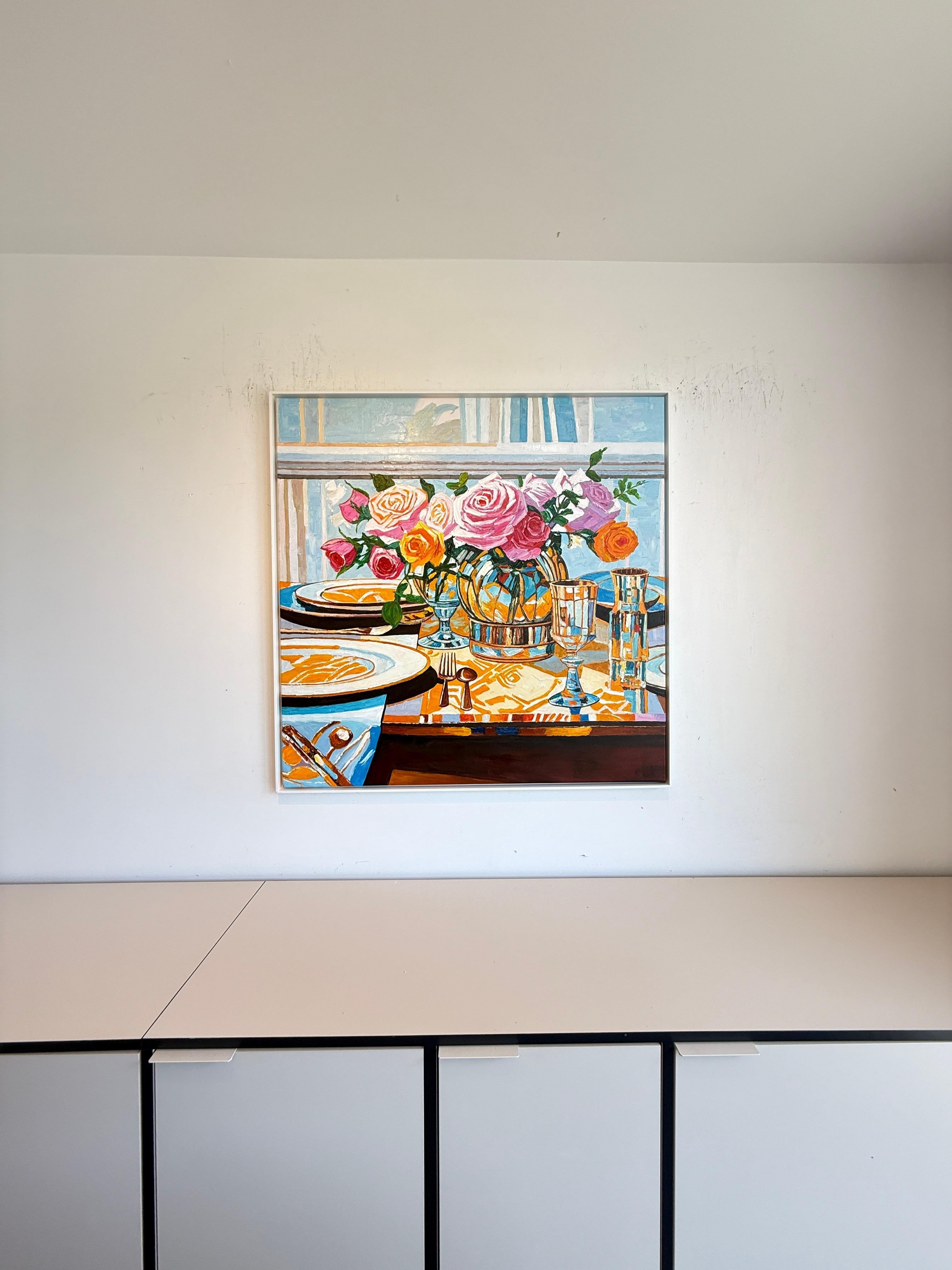 Lo que han probado mis labios - K.Husslein Pintura de mesa con flores al Impasto en venta 14