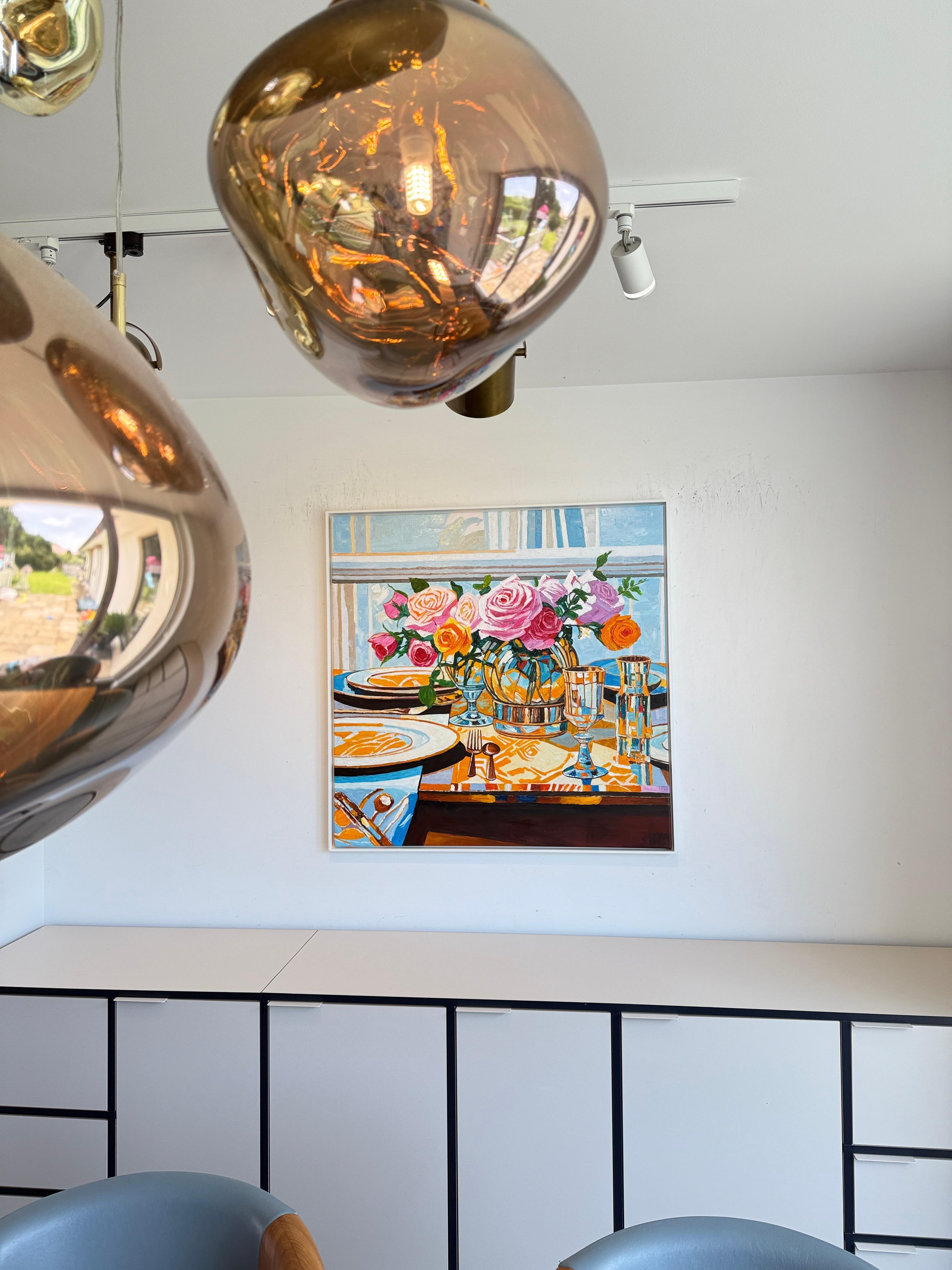 Lo que han probado mis labios - K.Husslein Pintura de mesa con flores al Impasto en venta 2