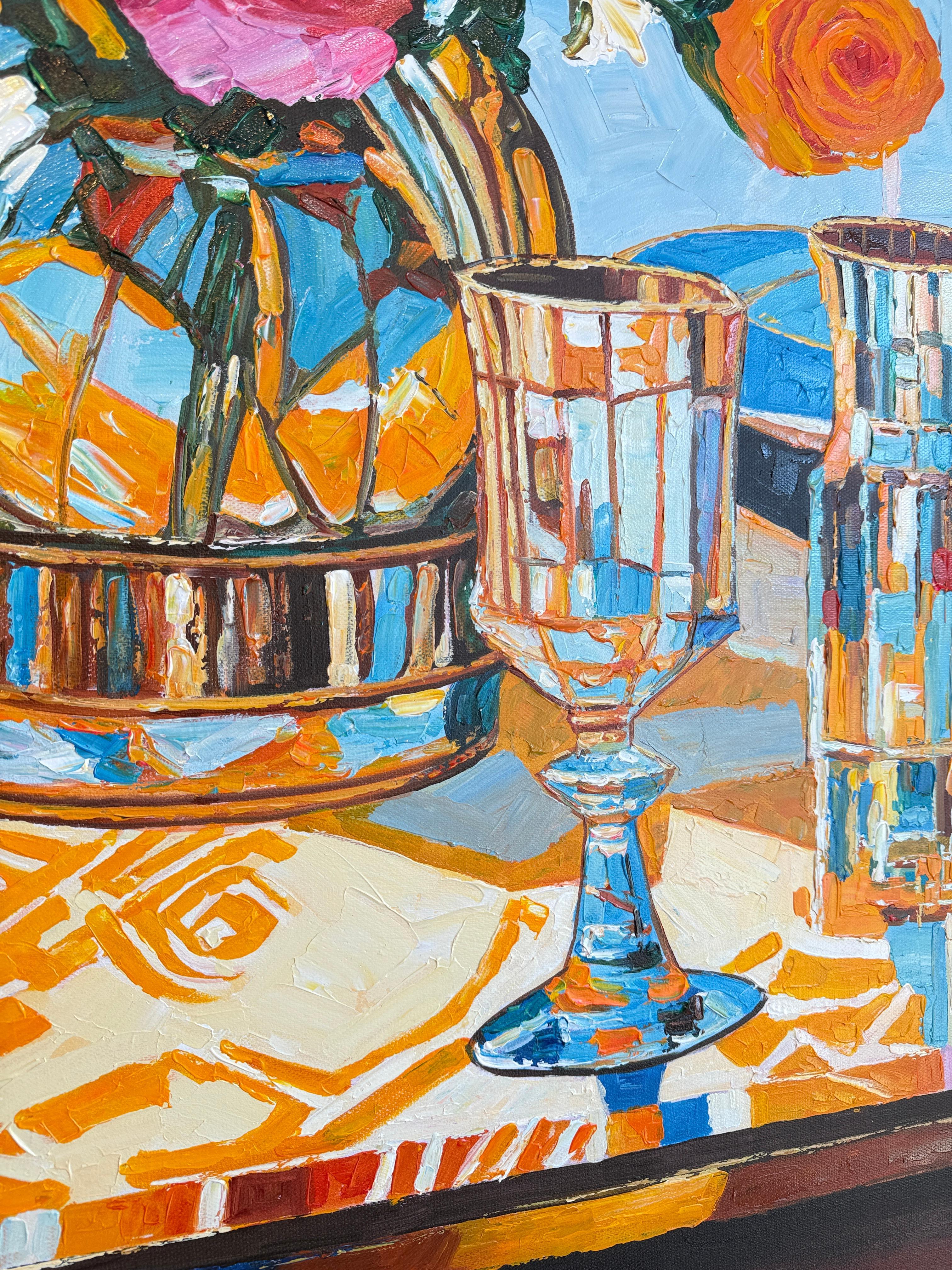 Lo que han probado mis labios - K.Husslein Pintura de mesa con flores al Impasto en venta 3