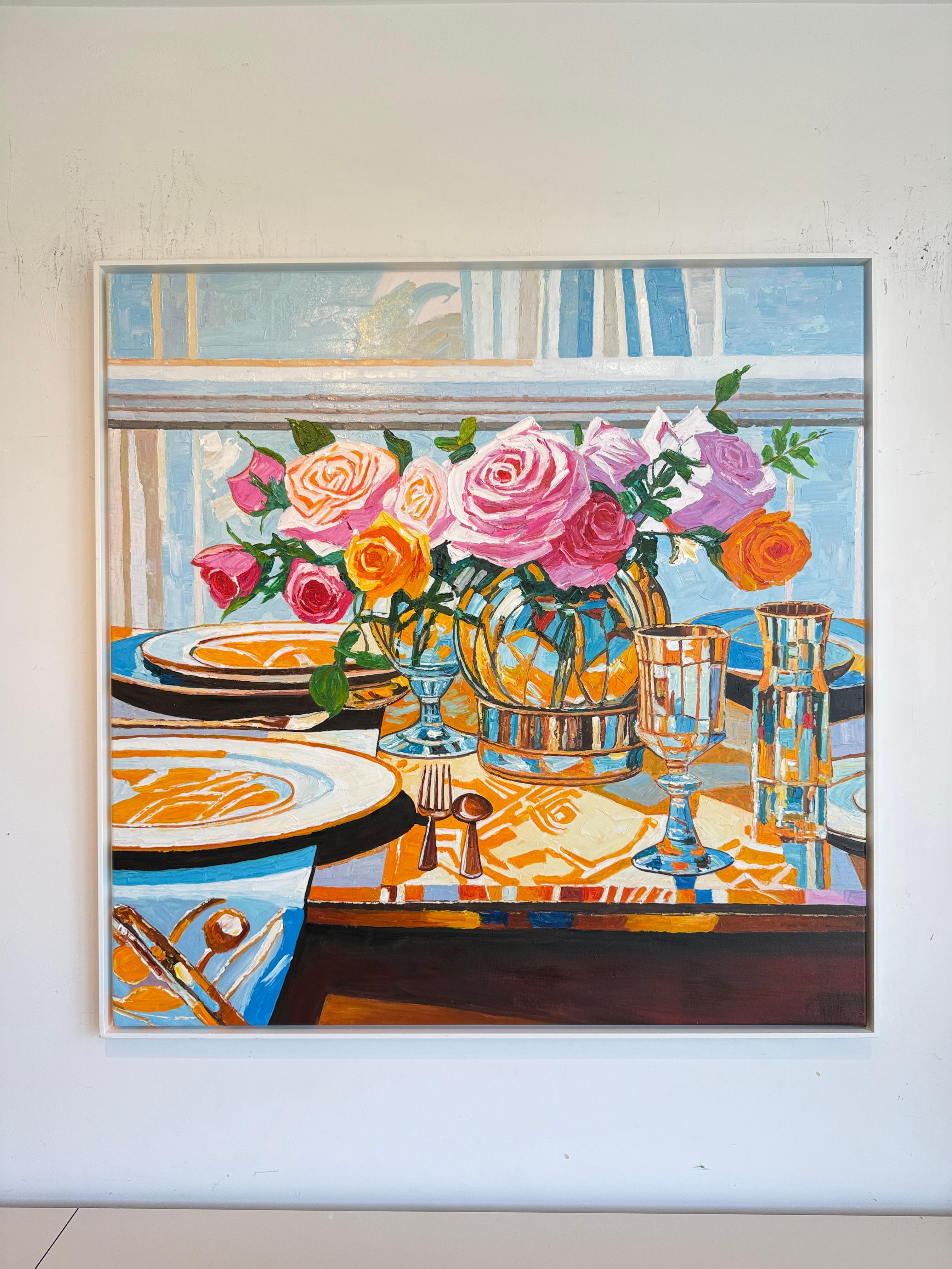 Lo que han probado mis labios - K.Husslein Pintura de mesa con flores al Impasto en venta 4