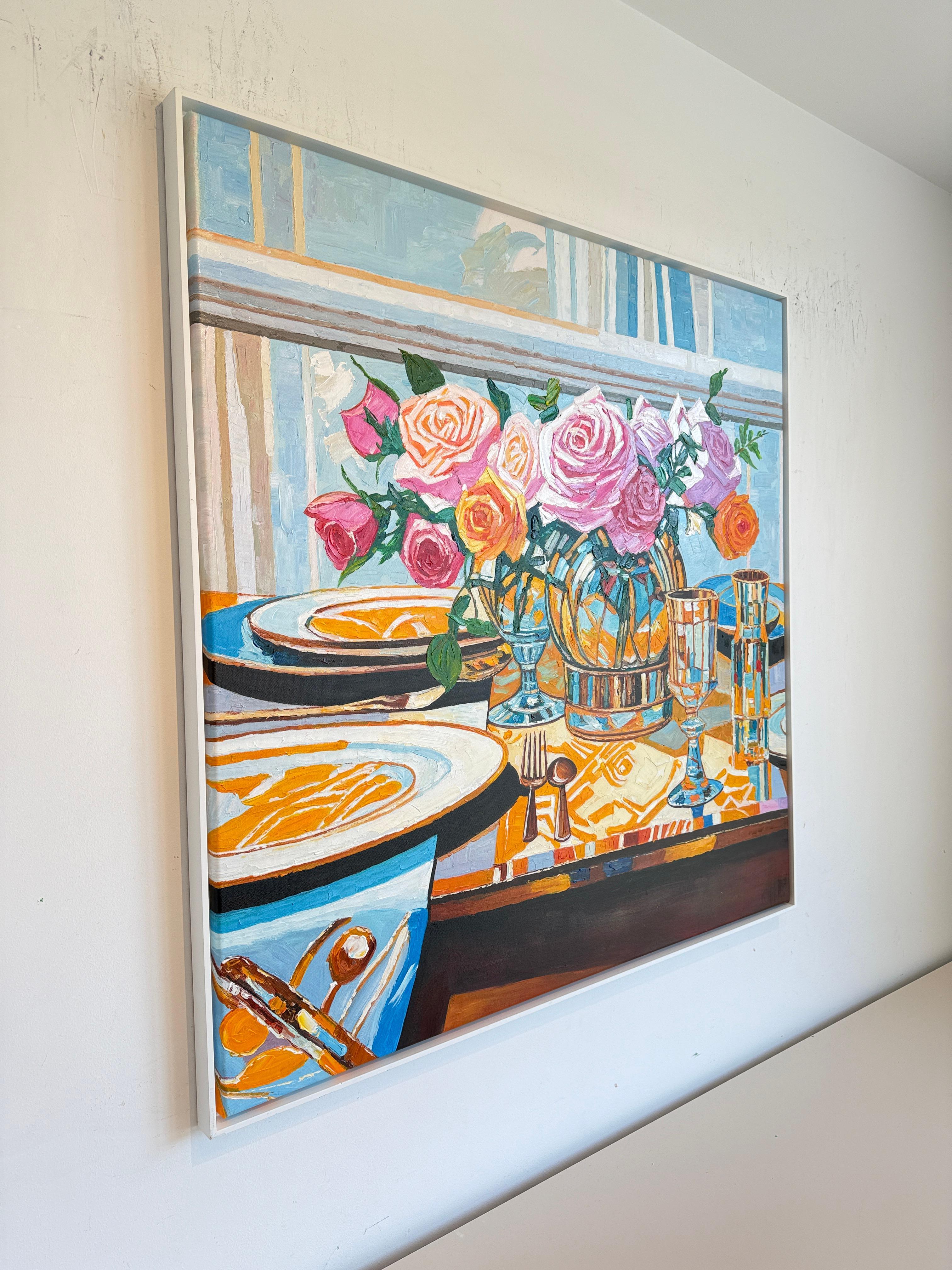Lo que han probado mis labios - K.Husslein Pintura de mesa con flores al Impasto en venta 5