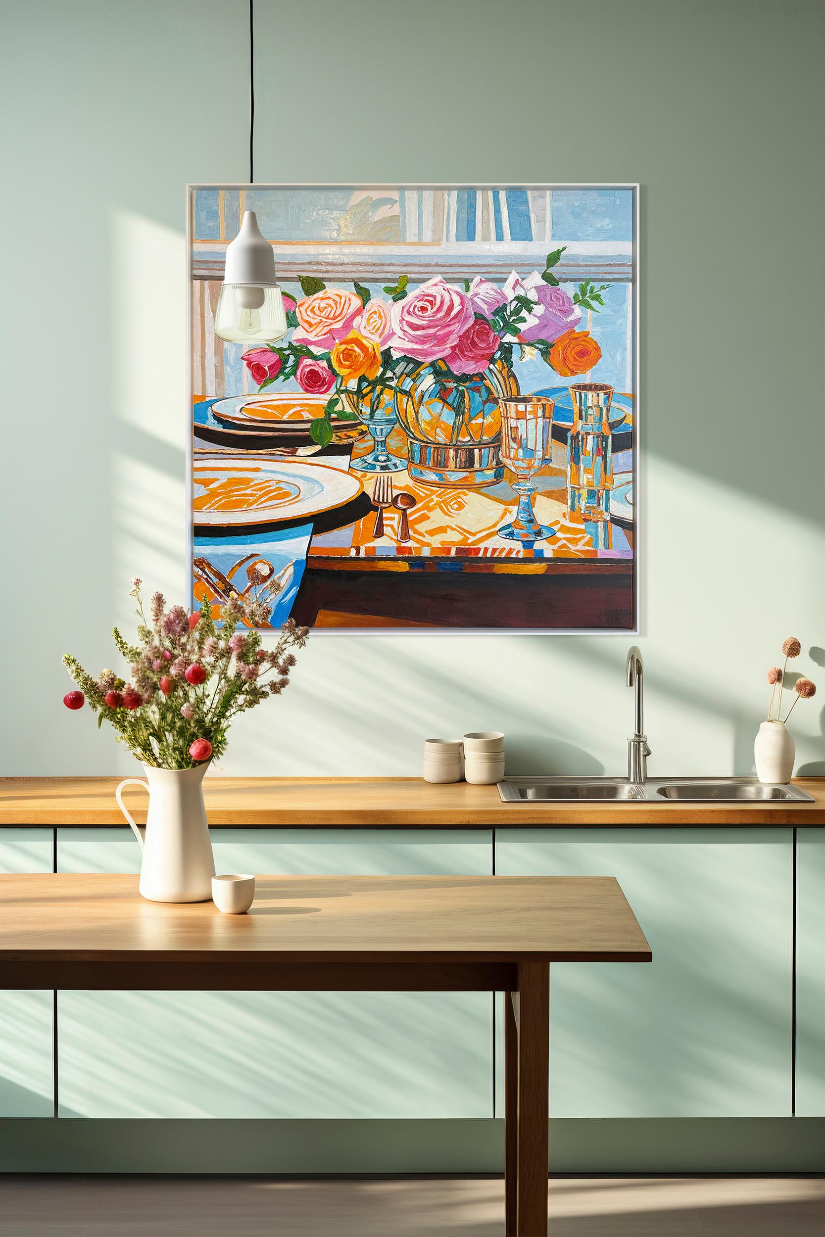 Lo que han probado mis labios - K.Husslein Pintura de mesa con flores al Impasto en venta 6