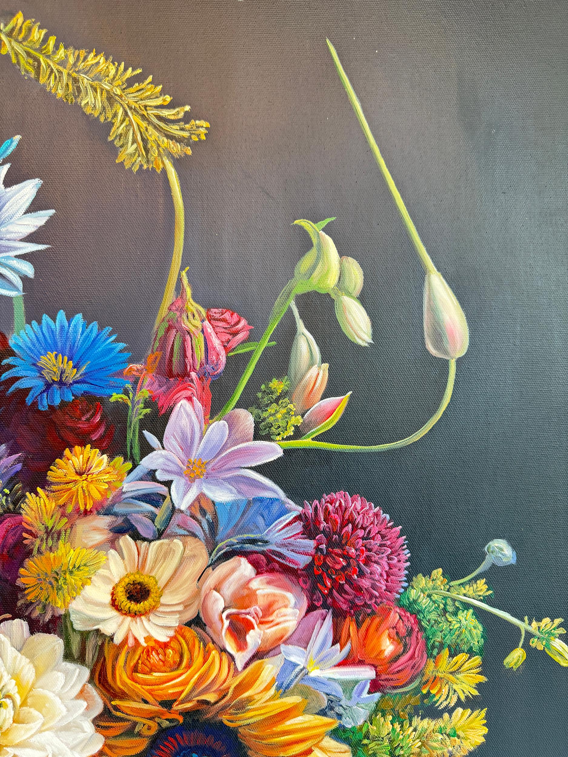 Was auch immer er für das fühlte - K.Husslein Hyperrealistisch  Blume Sonnenblume Stilleben im Angebot 12