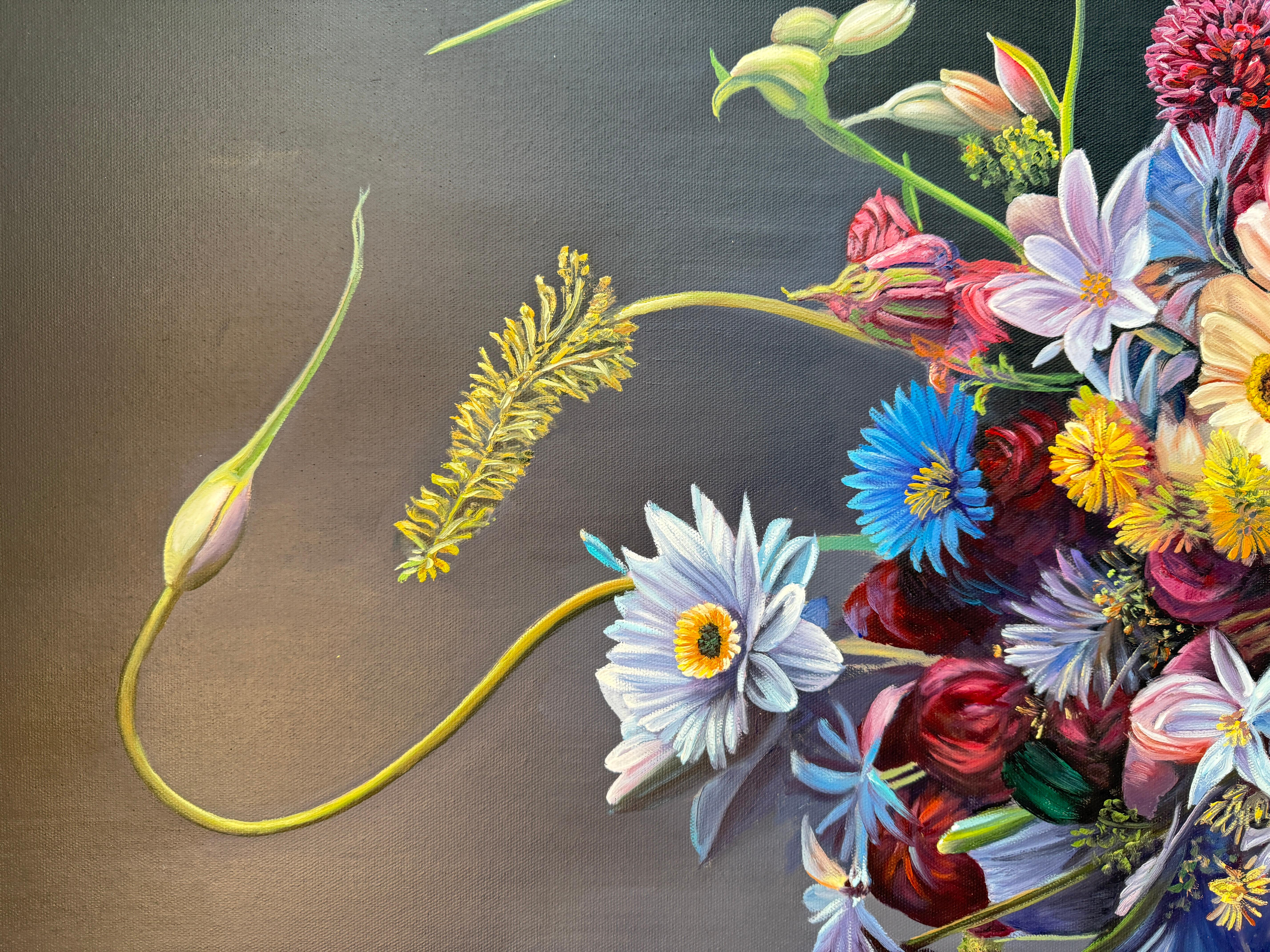 Was auch immer er für das fühlte - K.Husslein Hyperrealistisch  Blume Sonnenblume Stilleben im Angebot 3