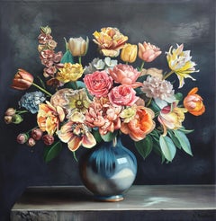 When I Imagine Your Hand In Mine - Floral Bouquet Textural Still Life Painting