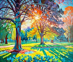 When Light Fell in Love by K.Husslein Impasto Park tree Painting