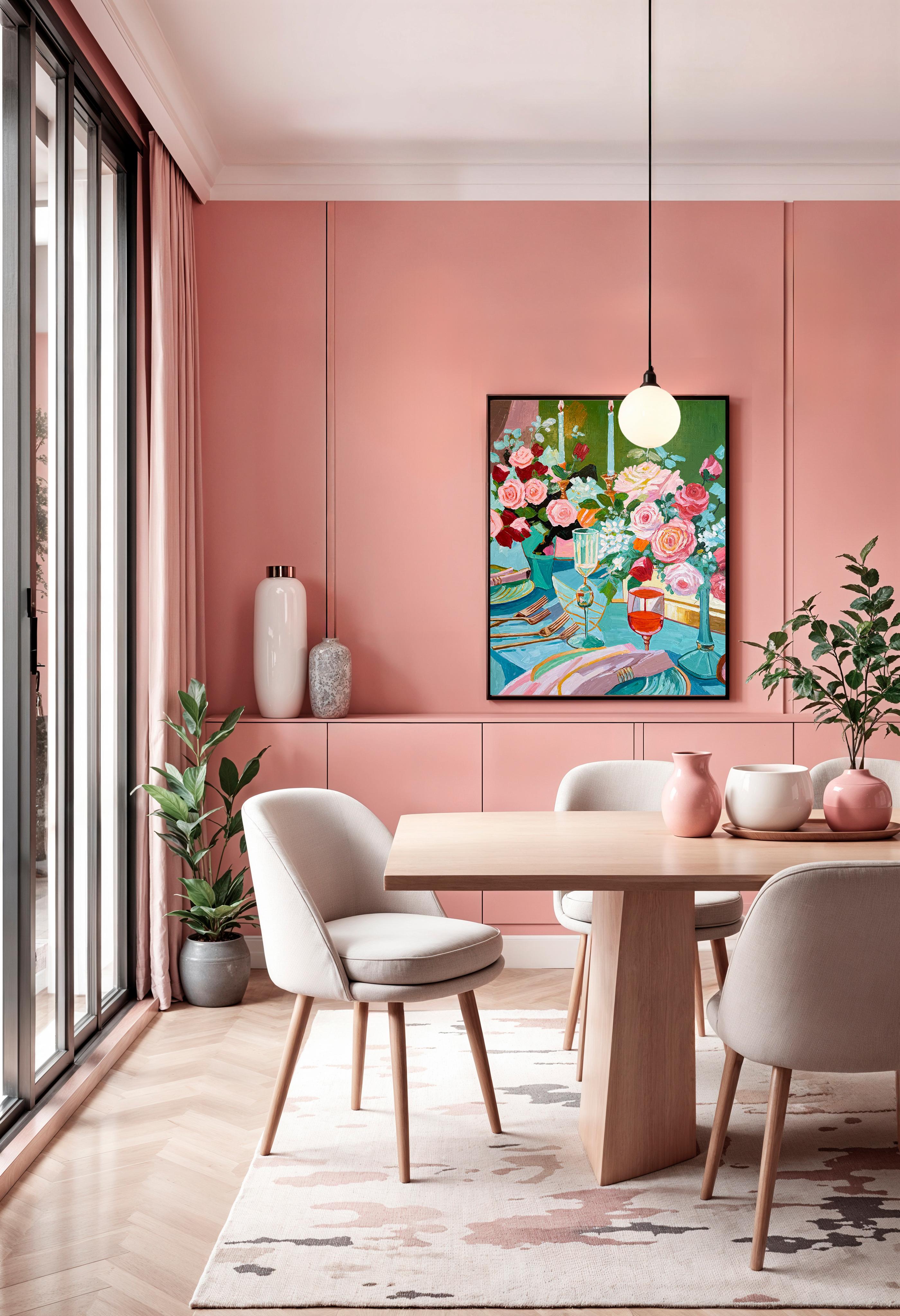 Là où les bougies chuchotent - K.Kusslein Impasto Flower Dinner Table Painting en vente 6