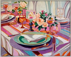 Dove il fiore incontra il vino di K.K. Impasto Fiore Cena Cibo Pittura da tavolo
