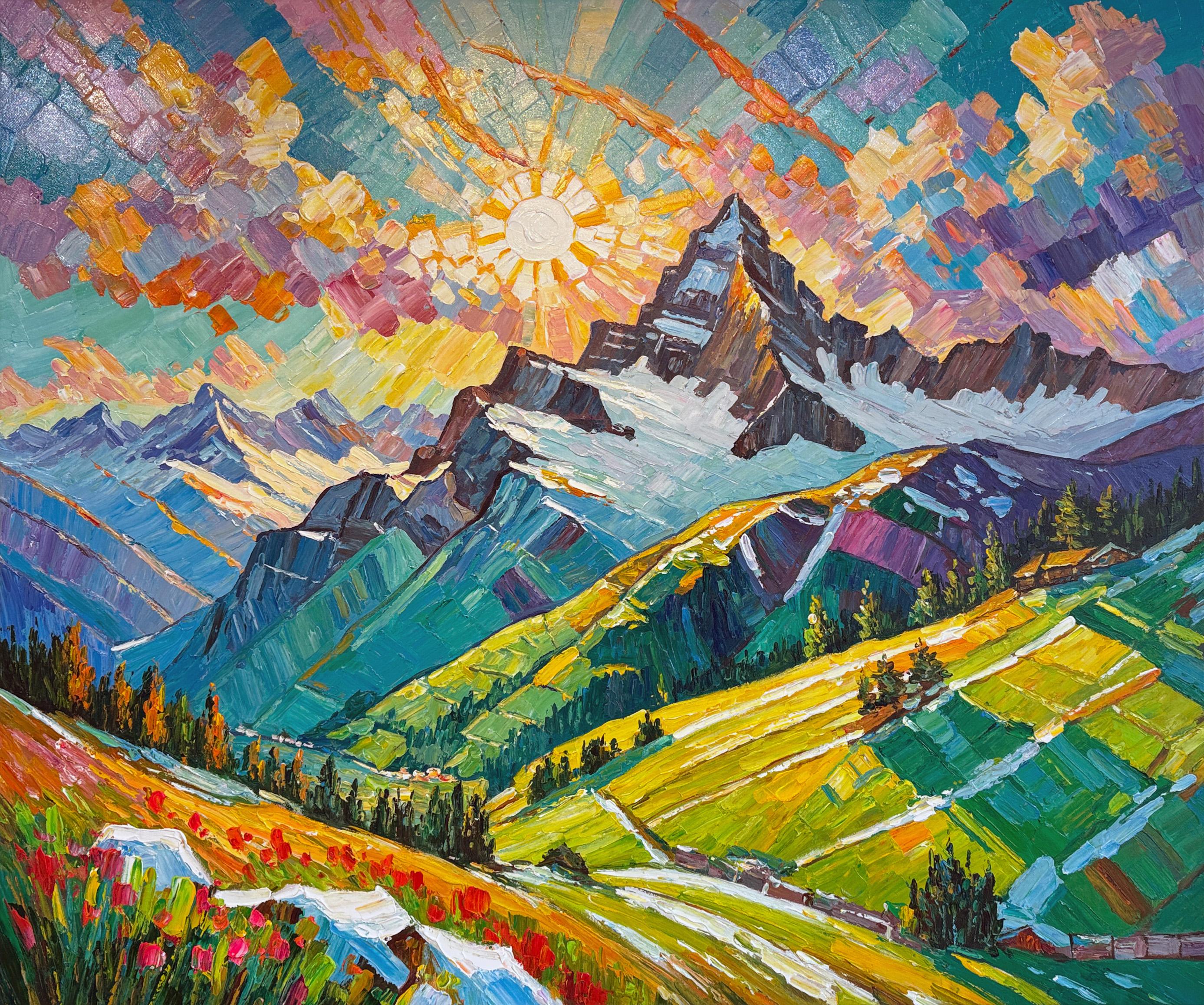 Katharina Husslein Landscape Painting – Wo das Licht uns findet von K.Husslein Impasto Landschaft Ölgemälde