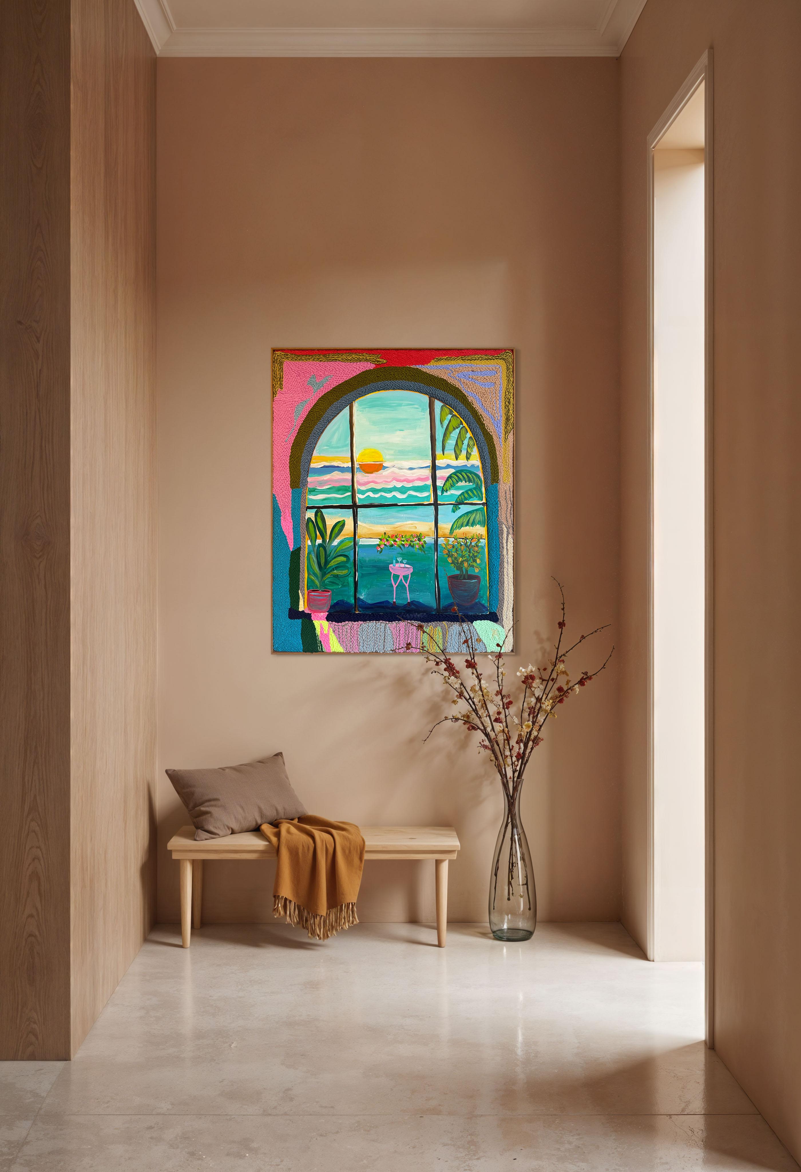 Donde el tiempo se ralentiza - K.Husslein Pintura de paisaje con mechones en venta 8