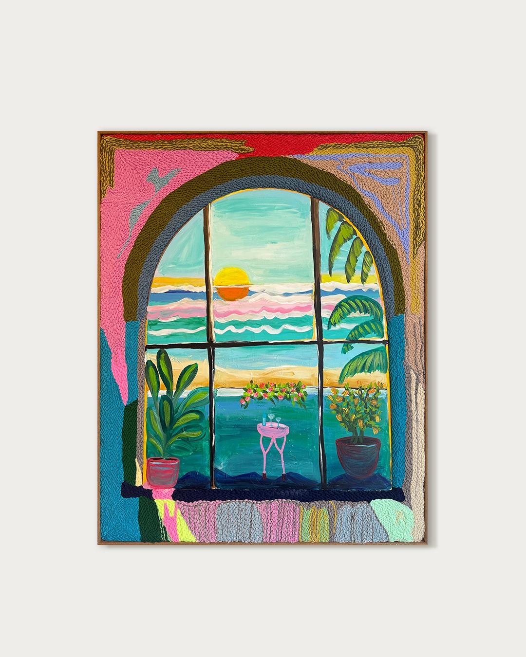 Donde el tiempo se ralentiza - K.Husslein Pintura de paisaje con mechones - Painting de Katharina Husslein