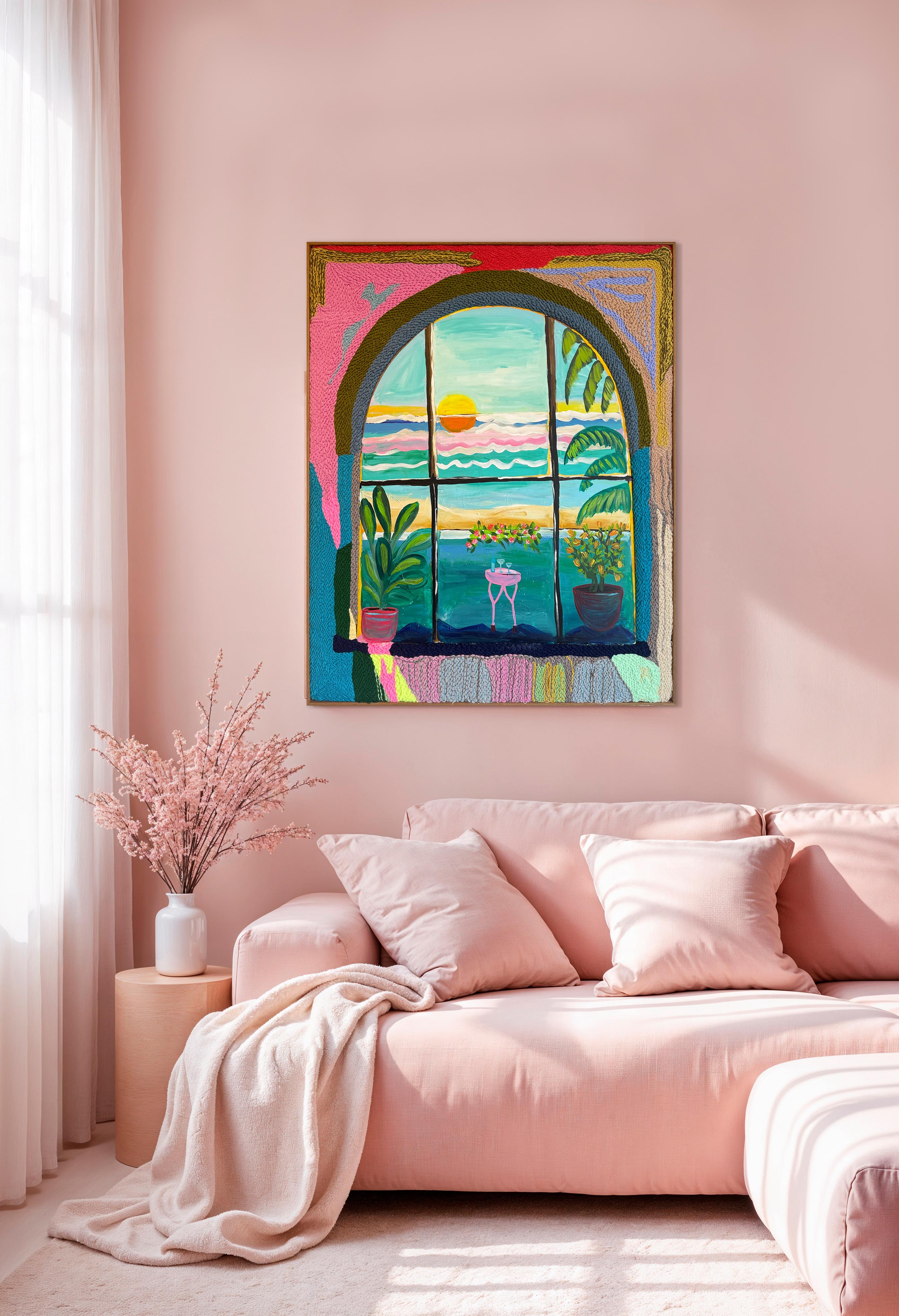 Donde el tiempo se ralentiza - K.Husslein Pintura de paisaje con mechones - Painting Fotorrealista de Katharina Husslein