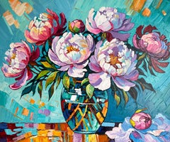 Impressionistisches Gemälde „With You by my Side“ von K. Husslein, Impasto Flower