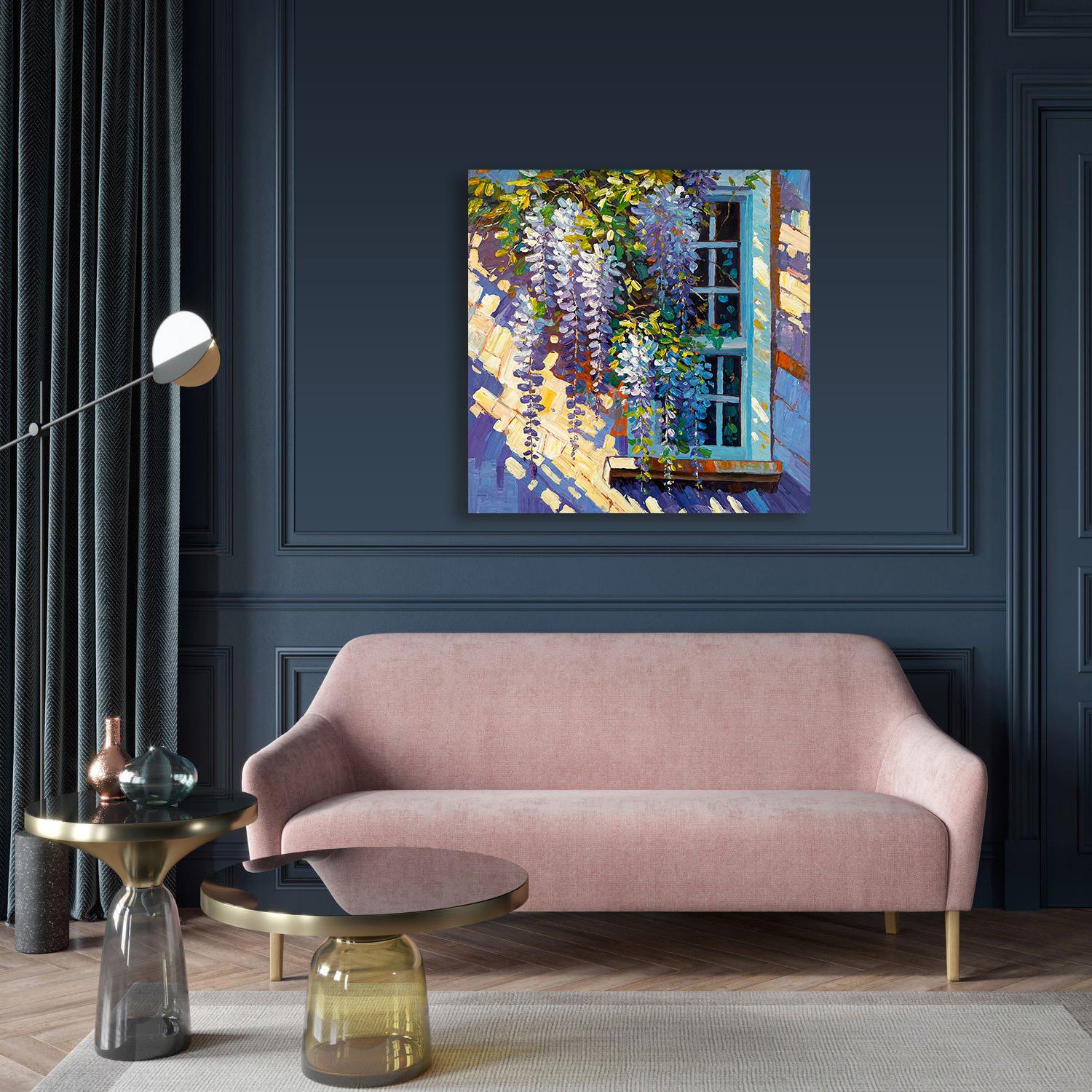 Maravillosa glicinia de K. Husslein Pintura impresionista de flores al impasto 9