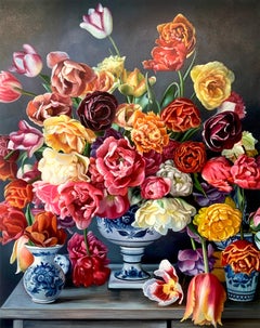 You are Everything - original realist bouquet floral still painting oil artwork