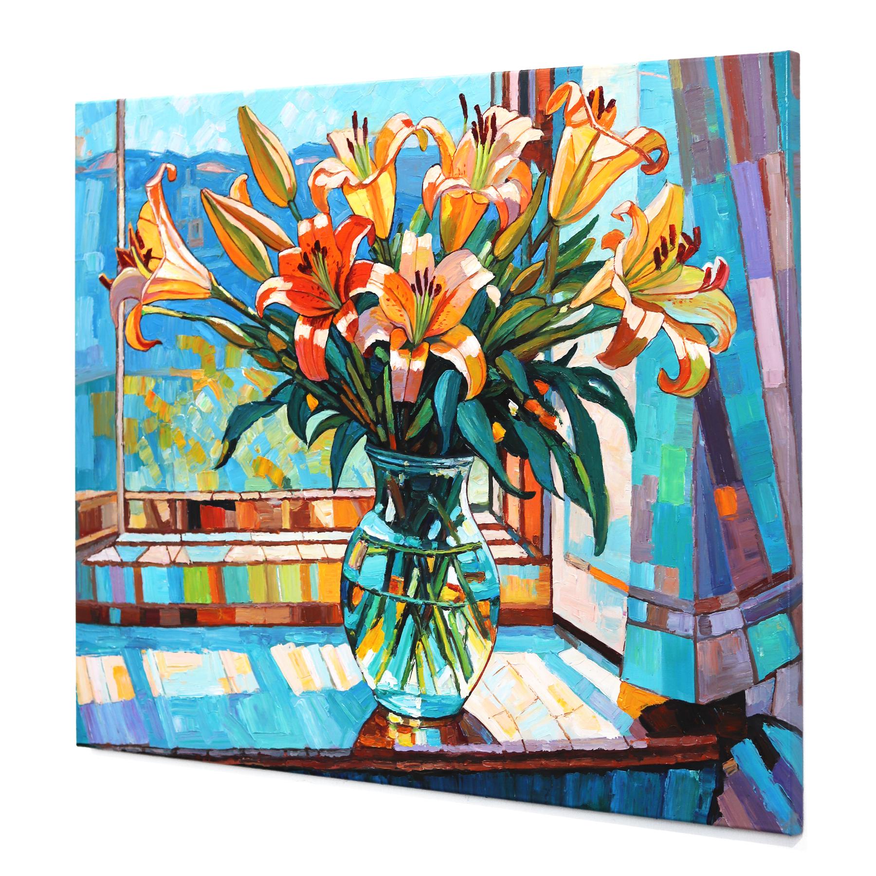 You Are My Home - Colorful Textural Floral Still Life Oil Painting For Sale 1