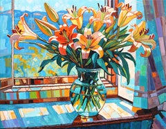 You Are My Home - Colorful Textural Floral Still Life Oil Painting
