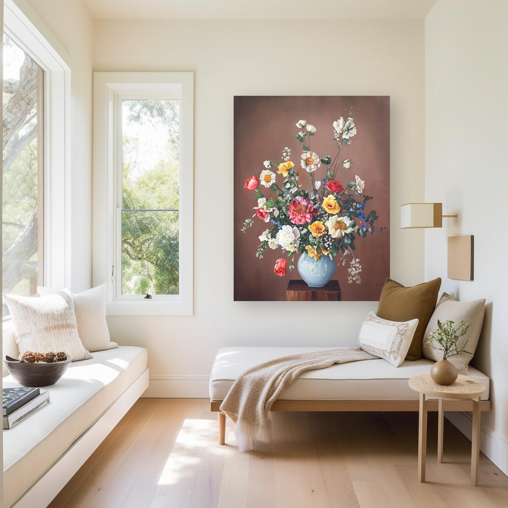 You May Love on Through Love's Eternity - Colorful Floral Still Life Painting - Gray Still-Life Painting by Katharina Husslein