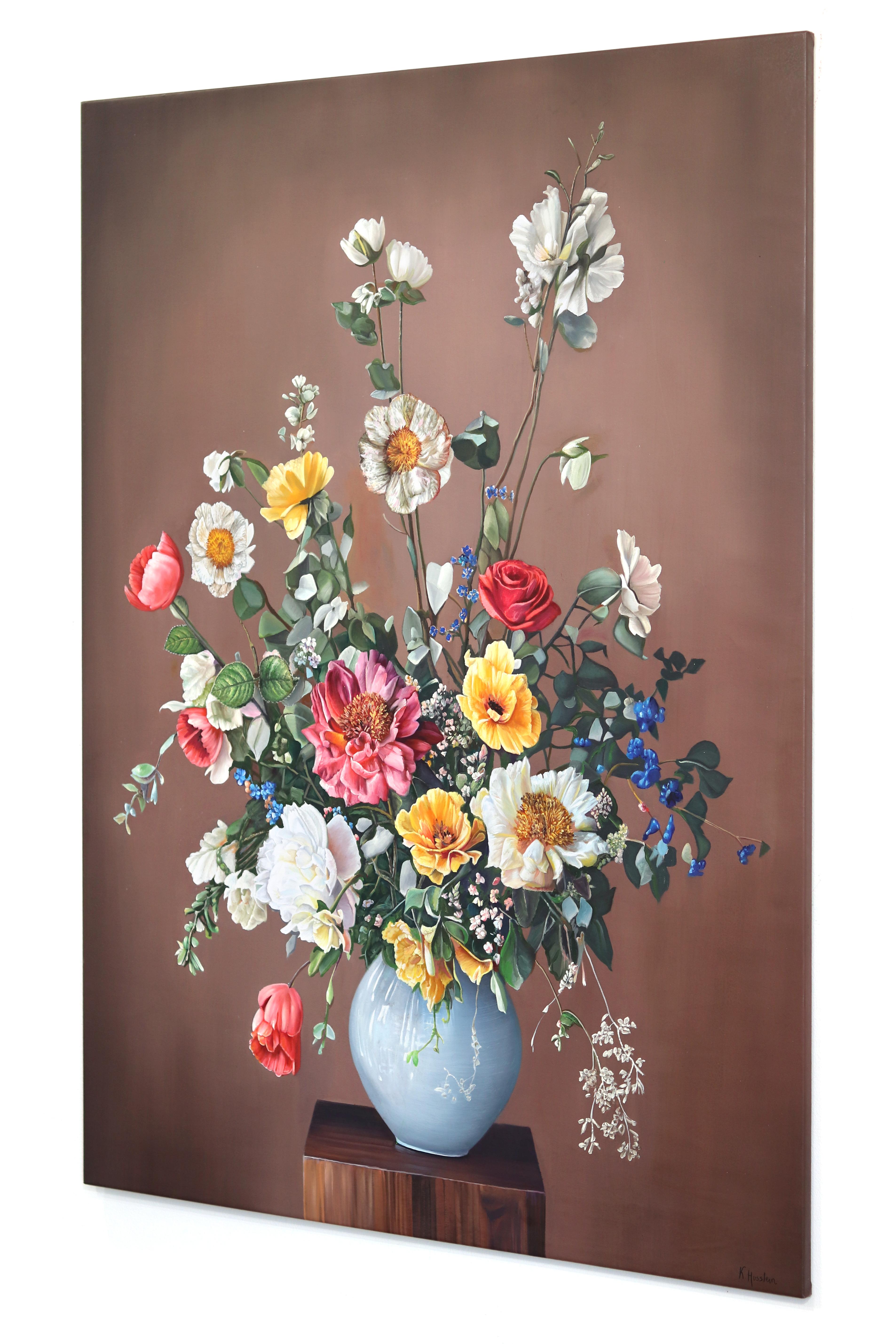 You May Love on Through Love's Eternity - Colorful Floral Still Life Painting For Sale 1