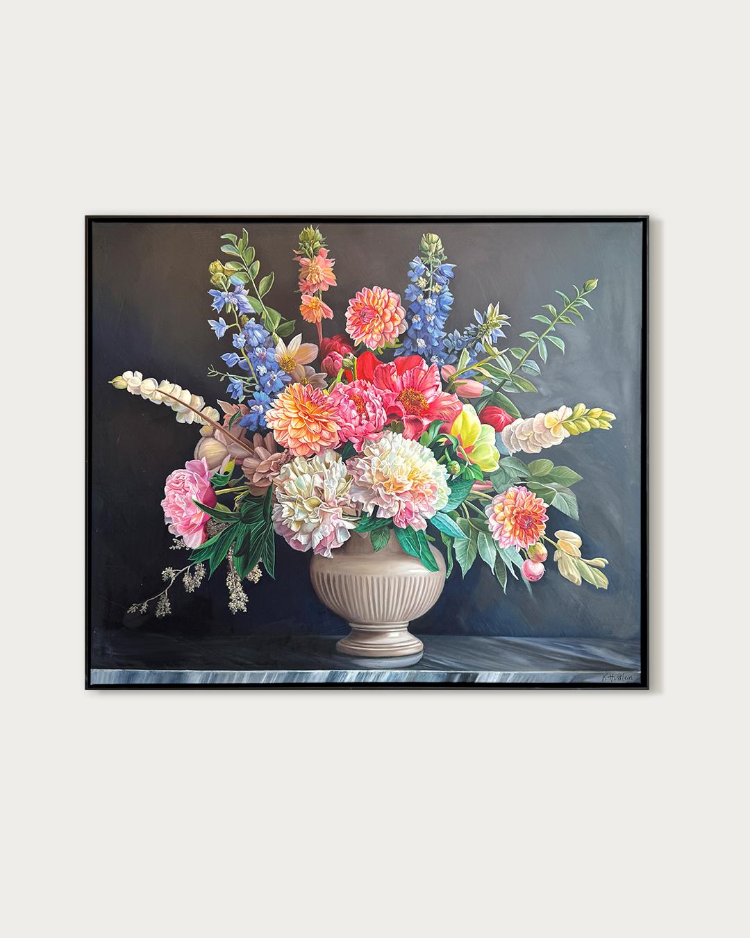 You open always petal by petal - K Husslein Botanical Hyperrealistic Still life - Abstract Painting by Katharina Husslein