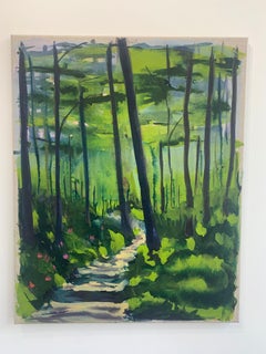 Spring Forest II, green oil painting of landscape
