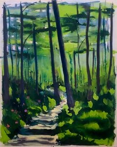 Spring Forest II, green oil painting of landscape