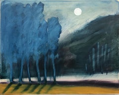 Landscape Oil Painting by Katharine Dufault 'Full Moon On Quiet Trees'