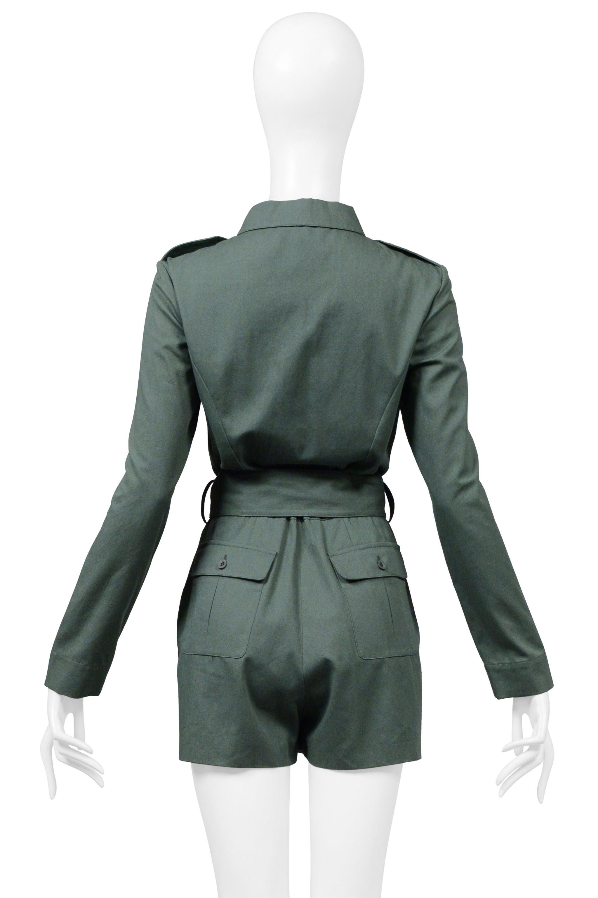 Grigio Katharine Hamnett - Romper con mini pantaloncini color verde militare in vendita