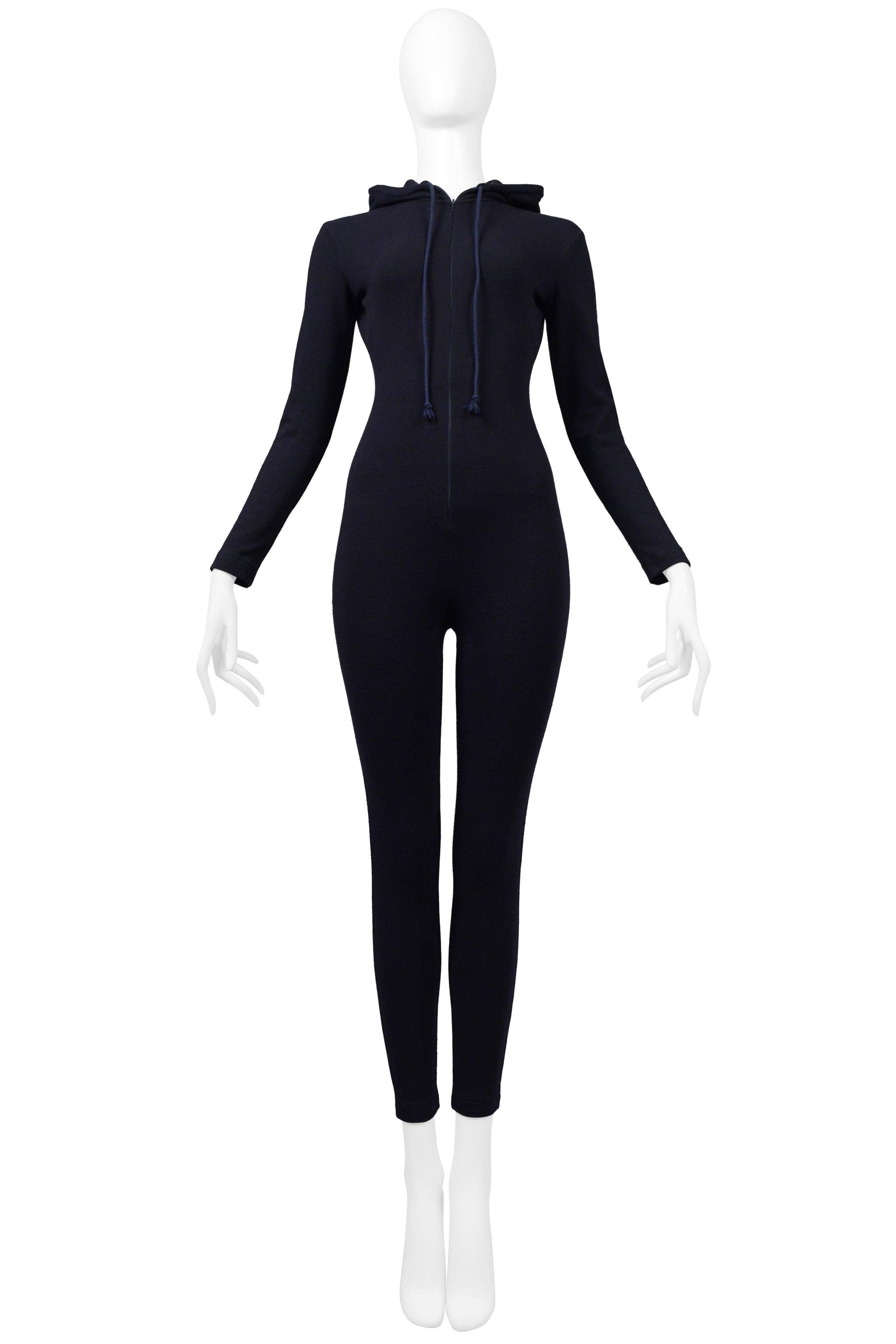 Black Katharine Hamnett Dark Navy Jersey Catsuit With Hood For Sale