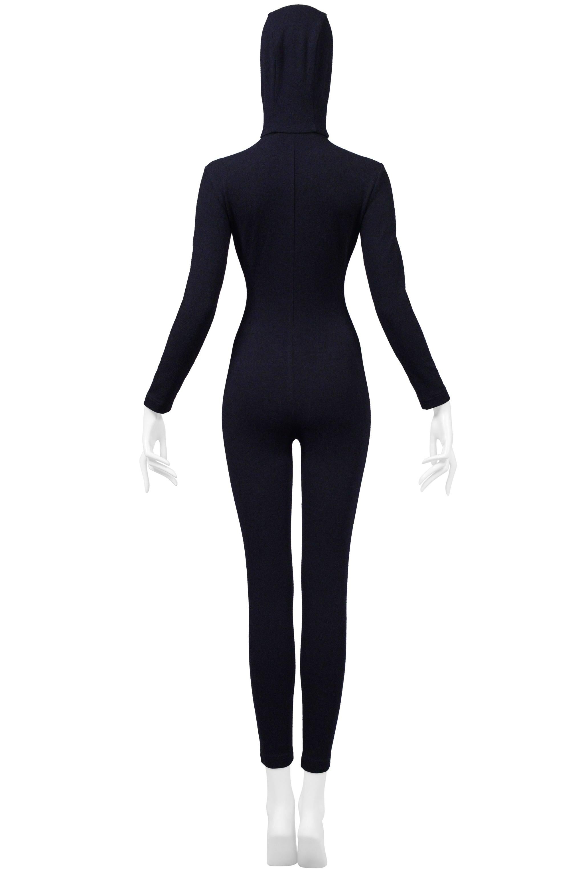 Katharine Hamnett Dark Navy Jersey Catsuit With Hood For Sale 1