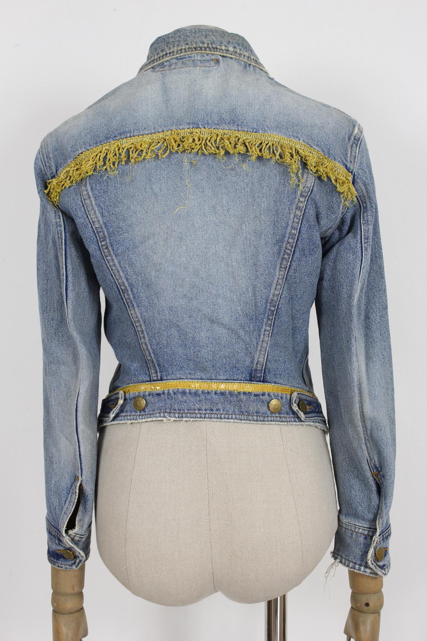 Katharine Hamnett Jeans Golden Fringes Jacket Vintage 90s 1