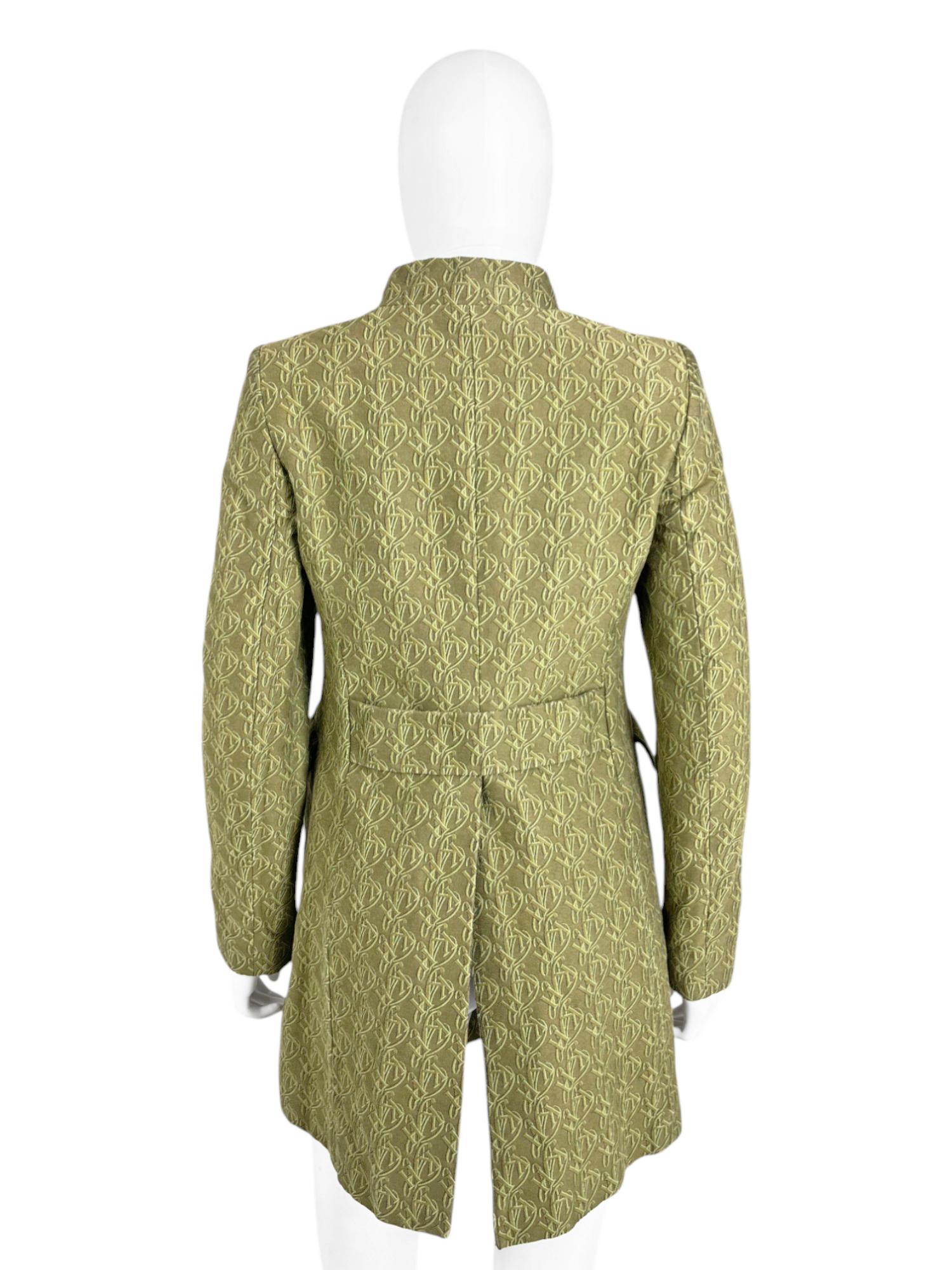 Brown Katharine Hamnett Londres  manteau double boutonnage en coton vert des années 1990 en vente