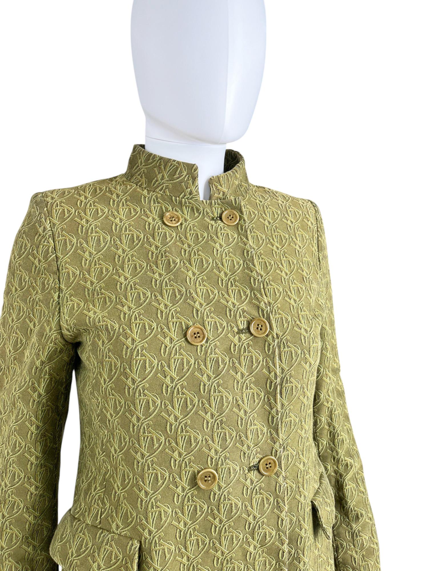 Katharine Hamnett Londres  manteau double boutonnage en coton vert des années 1990 Excellent état - En vente à Caserta, IT