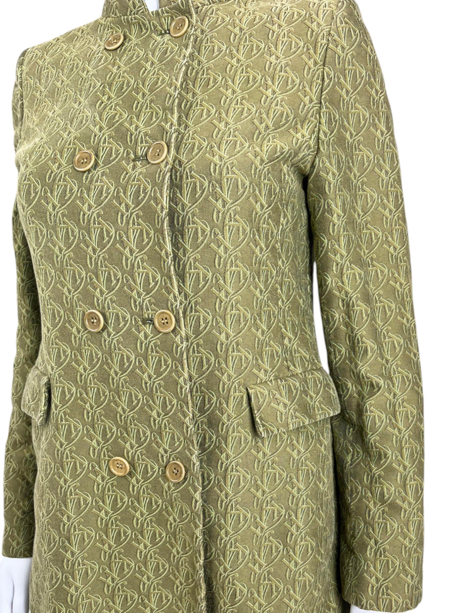 Katharine Hamnett Londres  manteau double boutonnage en coton vert des années 1990 Unisexe en vente