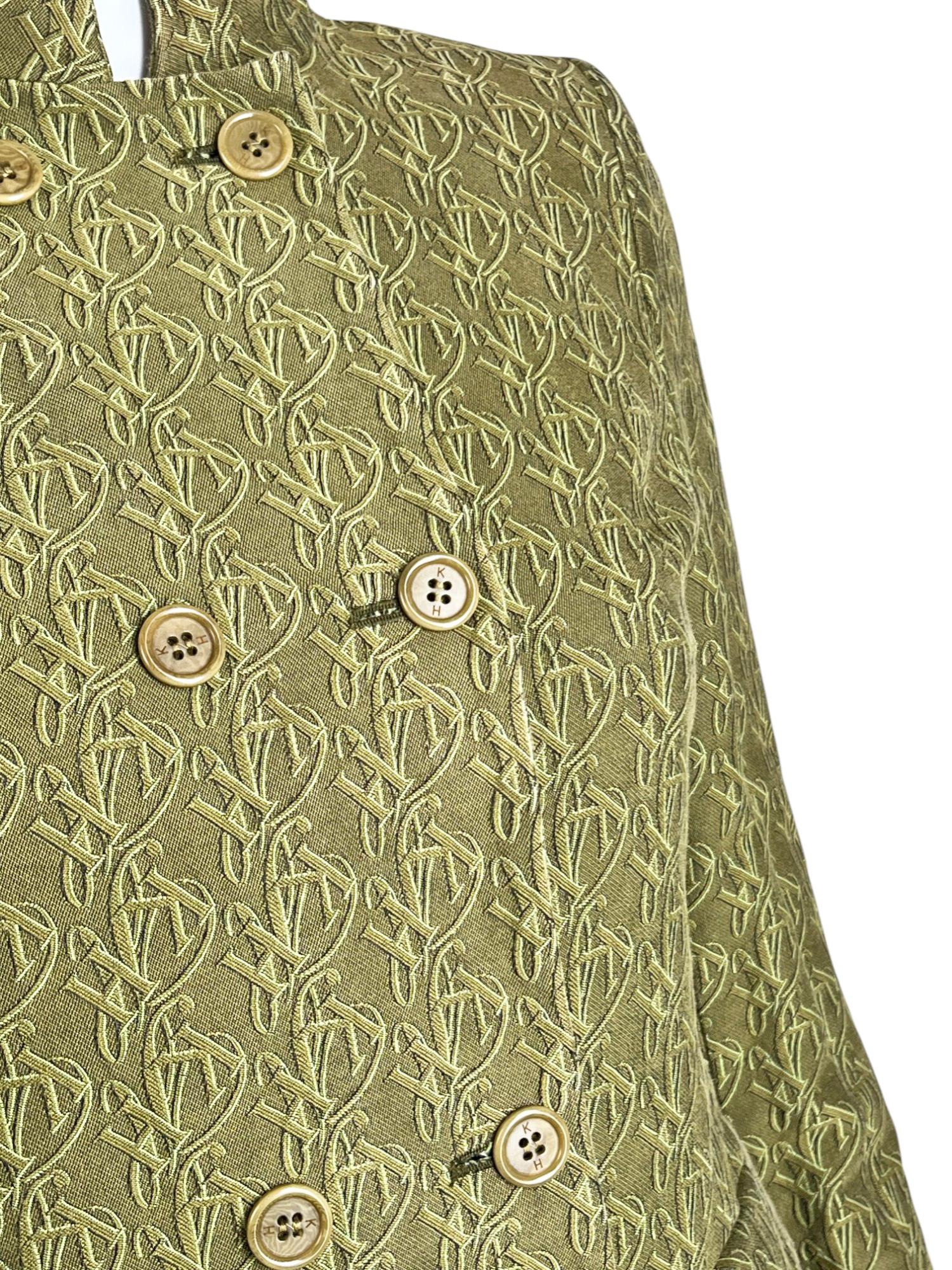 Katharine Hamnett Londres  manteau double boutonnage en coton vert des années 1990 en vente 1