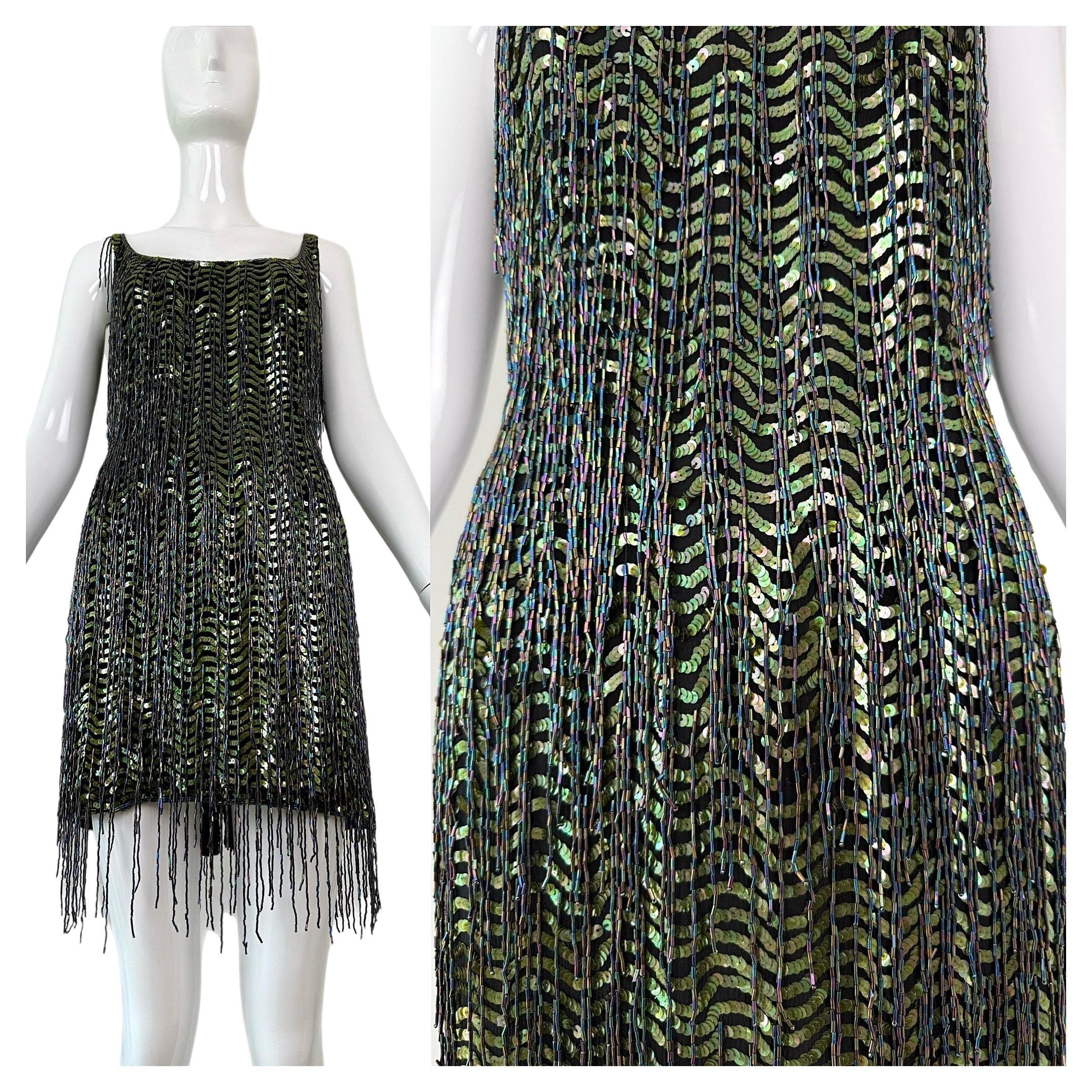 KATHARINE HAMNETT LONDON 1996 Vintage Runway Heavily Beaded Dress For Sale