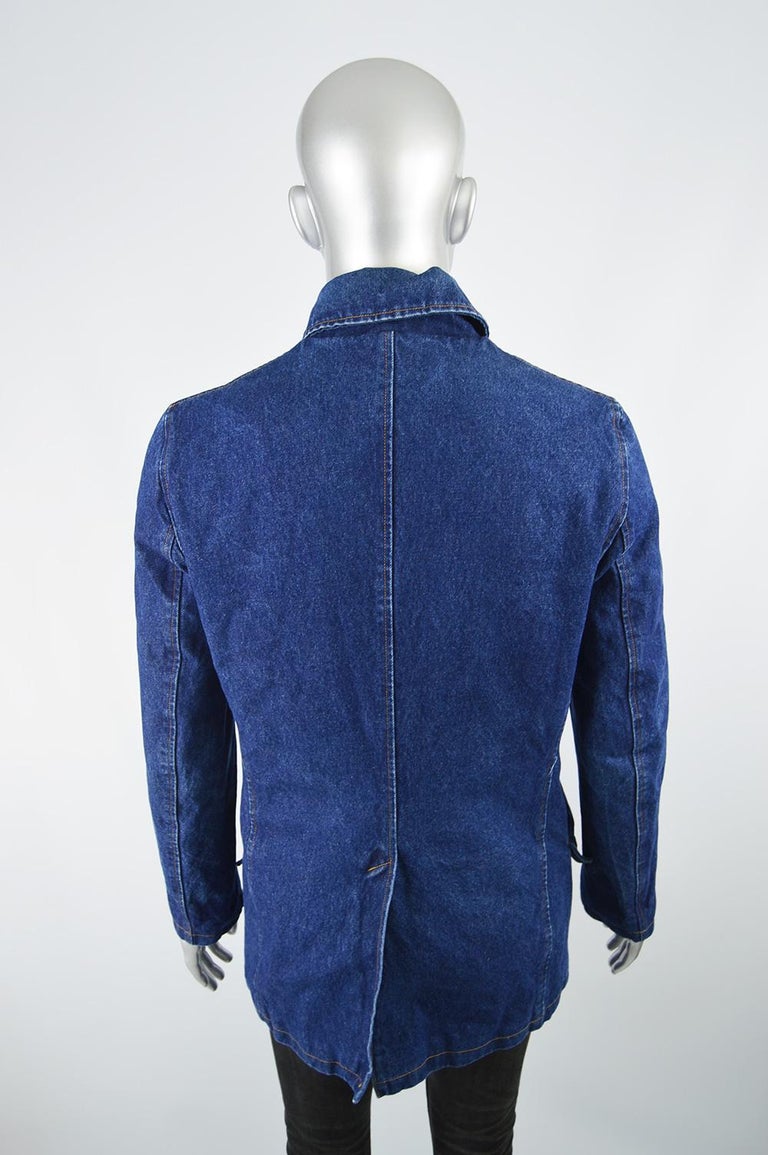 Katharine Hamnett Men's Vintage Double Breasted Blue Denim Pea Coat ...