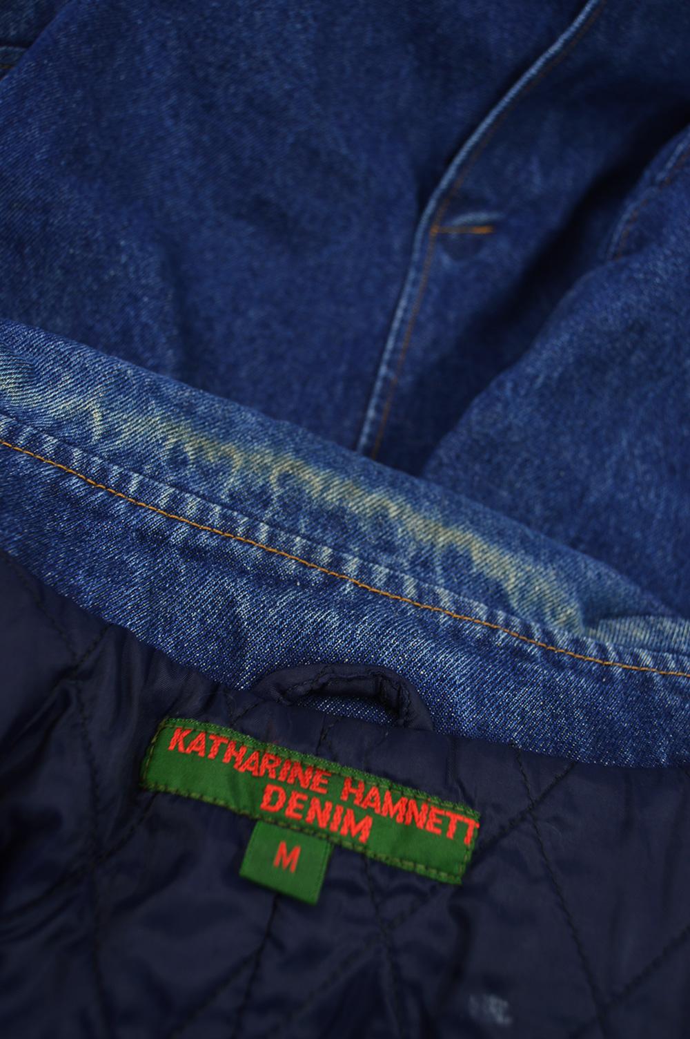 Katharine Hamnett Men's Vintage Double Breasted Blue Denim Pea Coat, 1990s For Sale 5