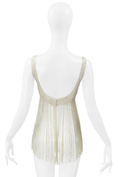 Katharine Hamnett Off White Sequin Bra With Beaded Fringe